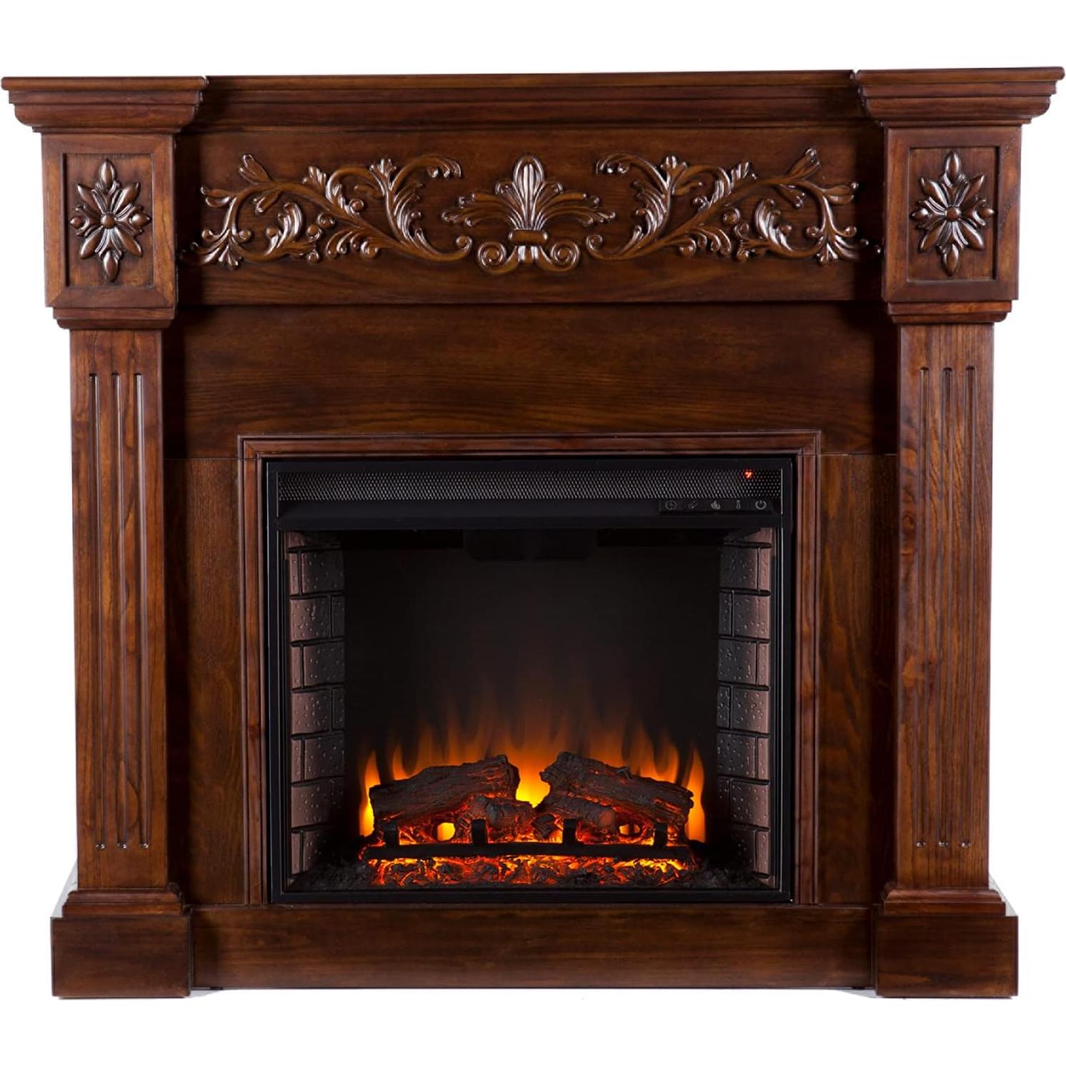 Chimenea Eléctrica SEI Muebles Calvert Floral 1500W Espresso