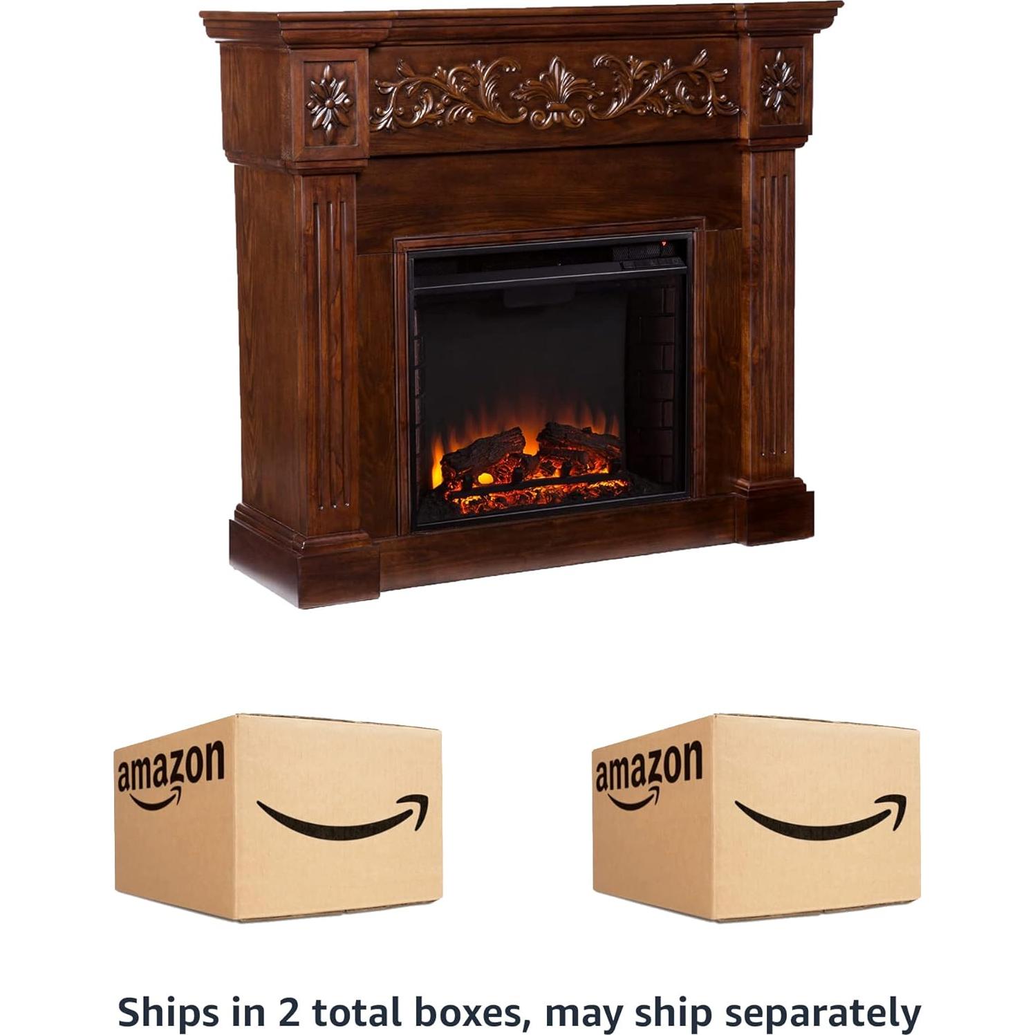 Chimenea Eléctrica SEI Muebles Calvert Floral 1500W Espresso