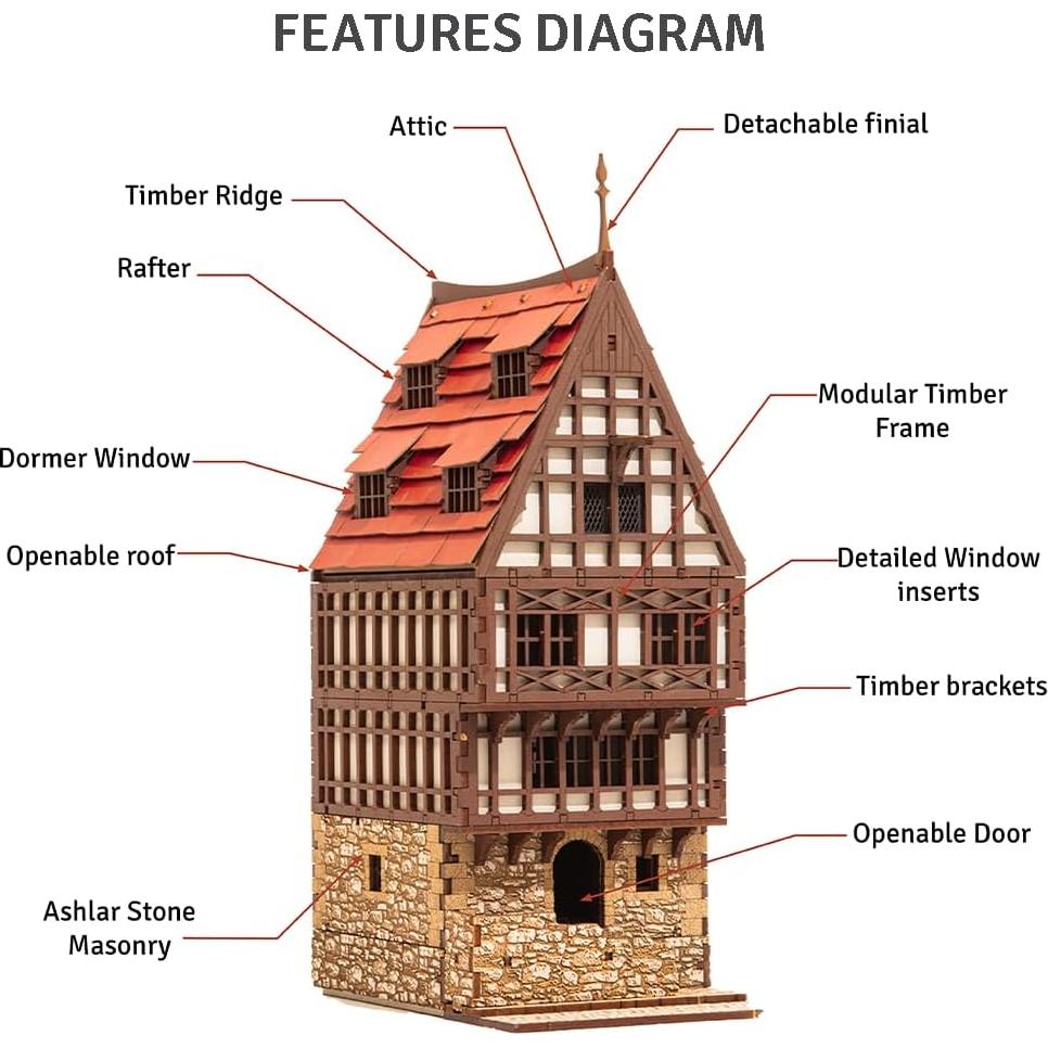Kit de Construcción de Madera I BUILT IT Amber Rowhouse 28.4x15x10cm