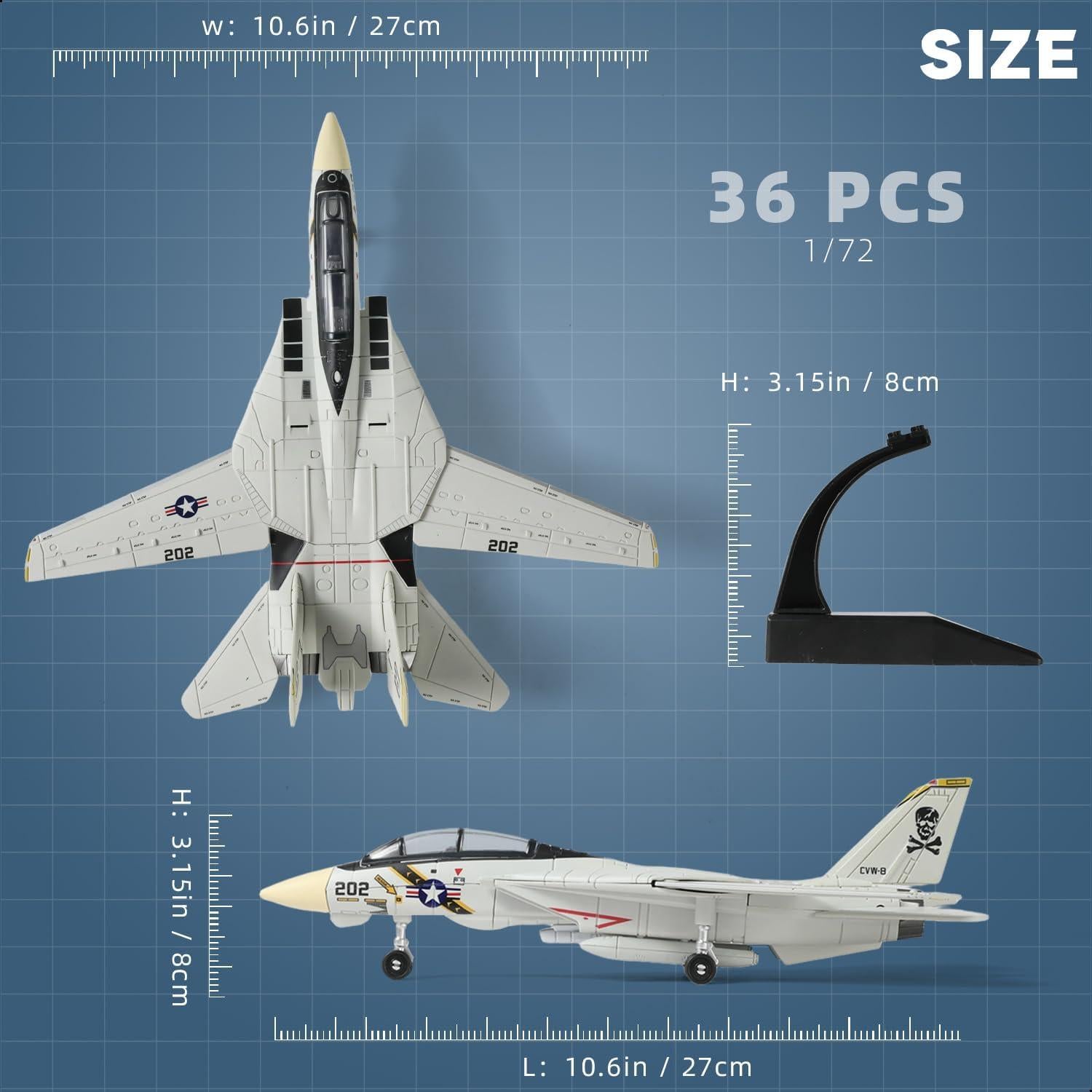 Kit de modelo F-14 Tomcat 1:72 SEBUNAS plástico para armar