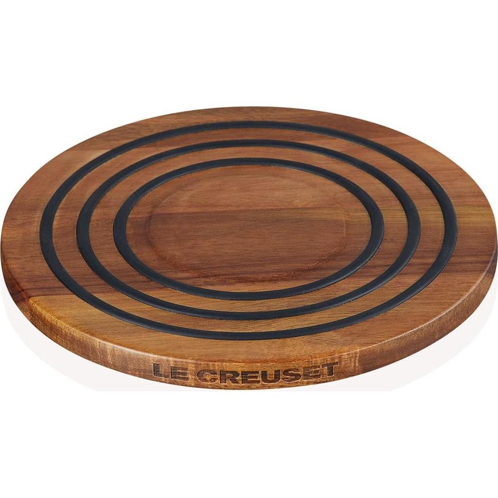 Trivet Magnético de Madera Le Creuset 20.3 cm Acacia Silicona