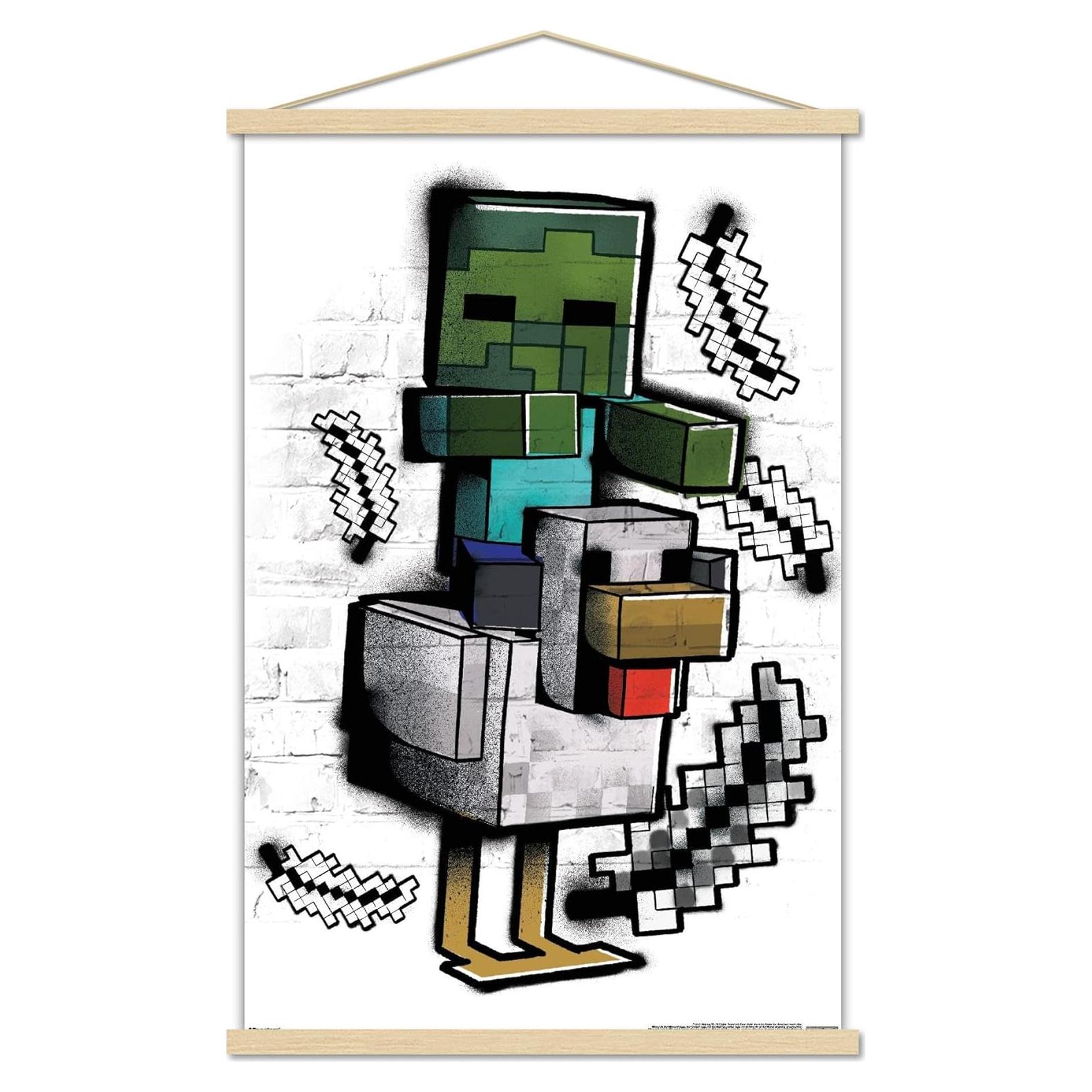 Póster de Pared Minecraft Chicken Jockey Trends International 56.8x86.4cm