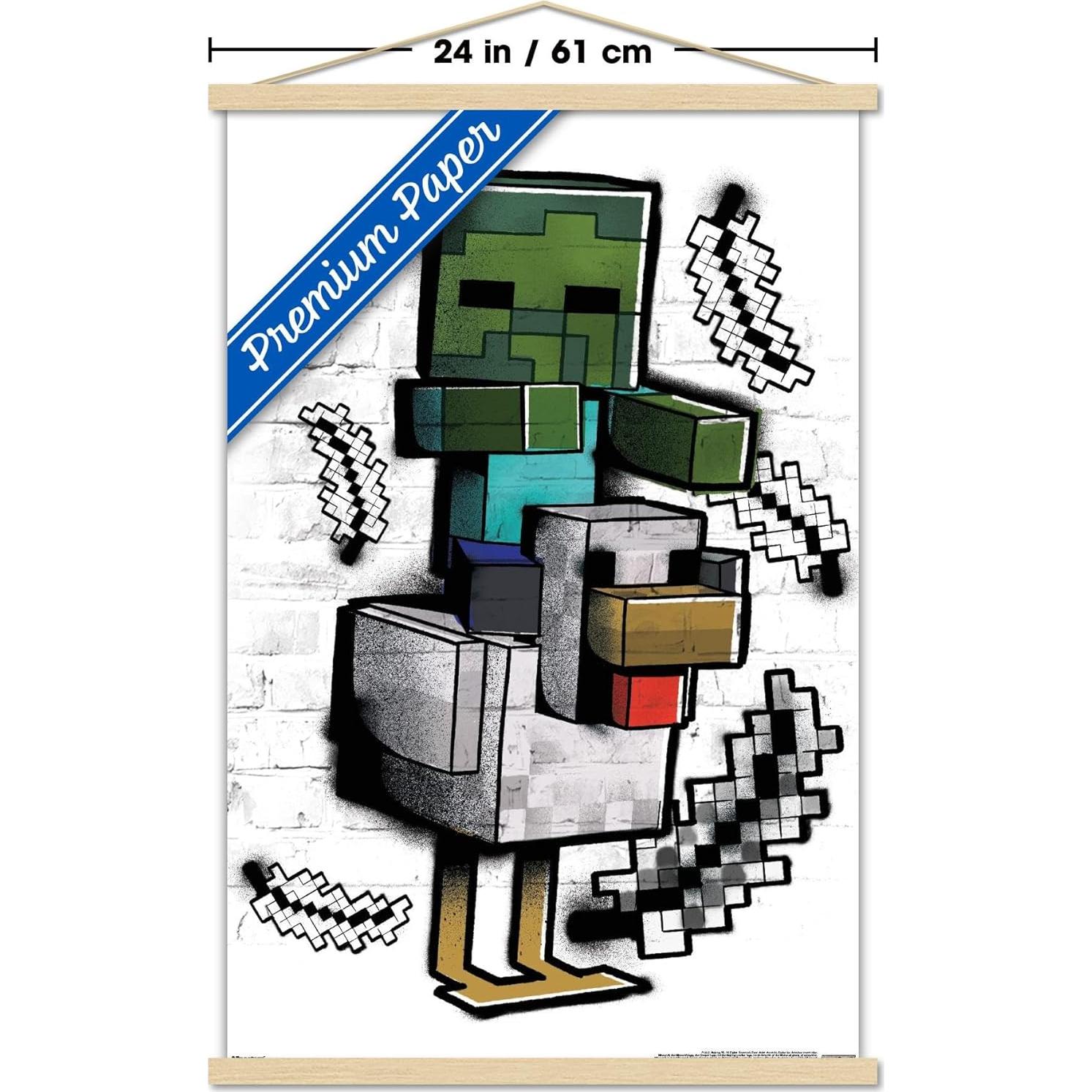 Póster de Pared Minecraft Chicken Jockey Trends International 56.8x86.4cm