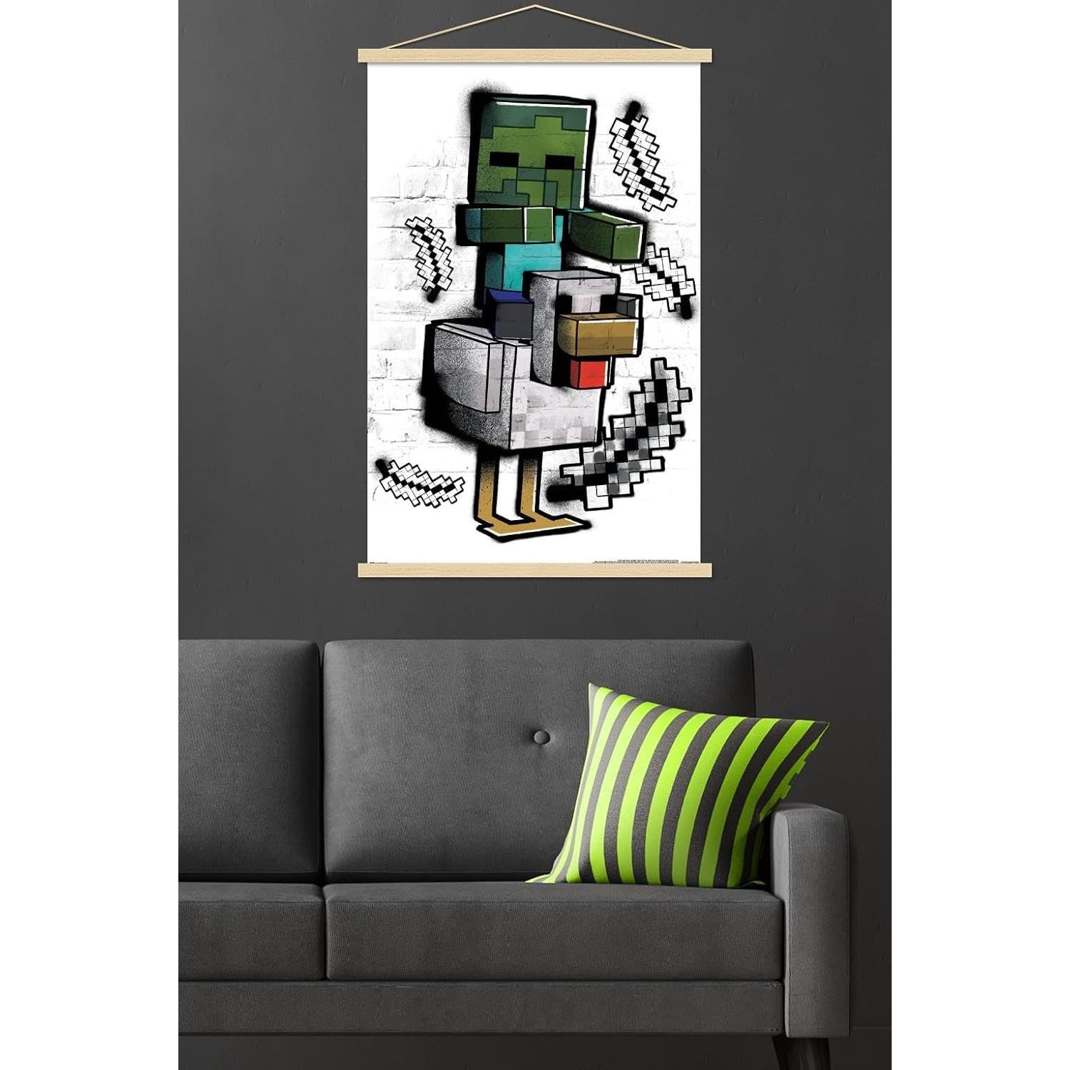 Póster de Pared Minecraft Chicken Jockey Trends International 56.8x86.4cm