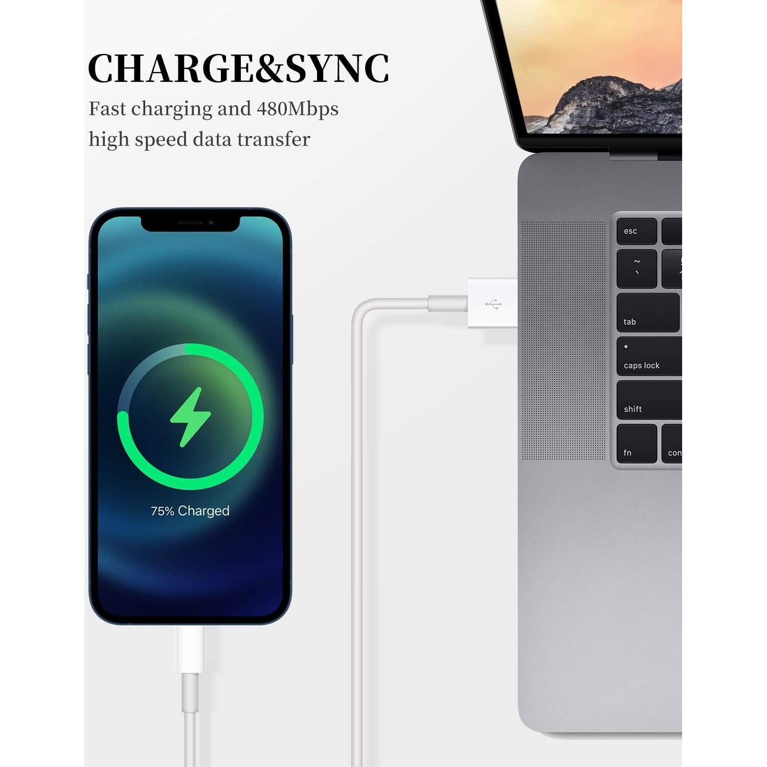 Cables de Carga Rápida Uzento Lightning MFi 30.48 cm - Paquete de 2