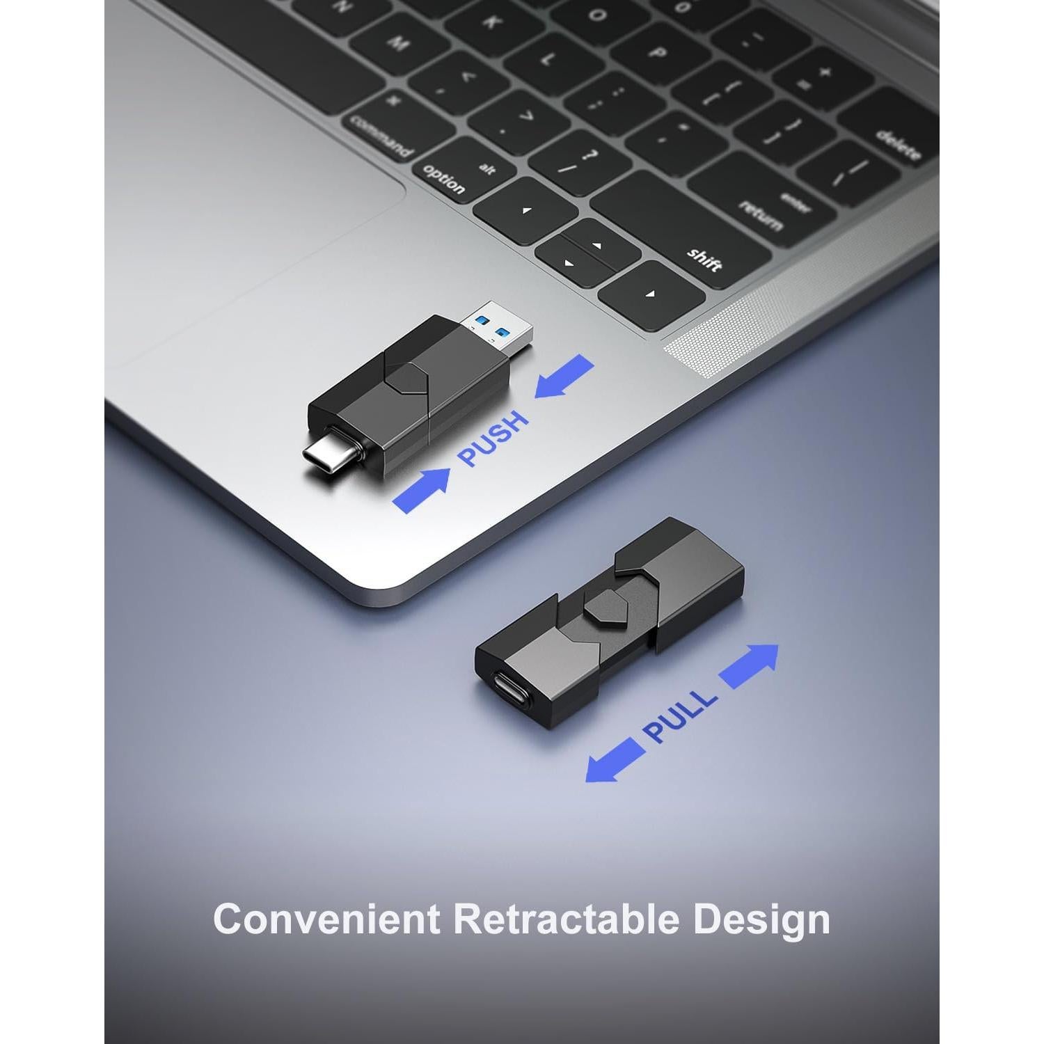 Unidad Flash USB-C 64GB RAOYI Doble OTG Retráctil Negro