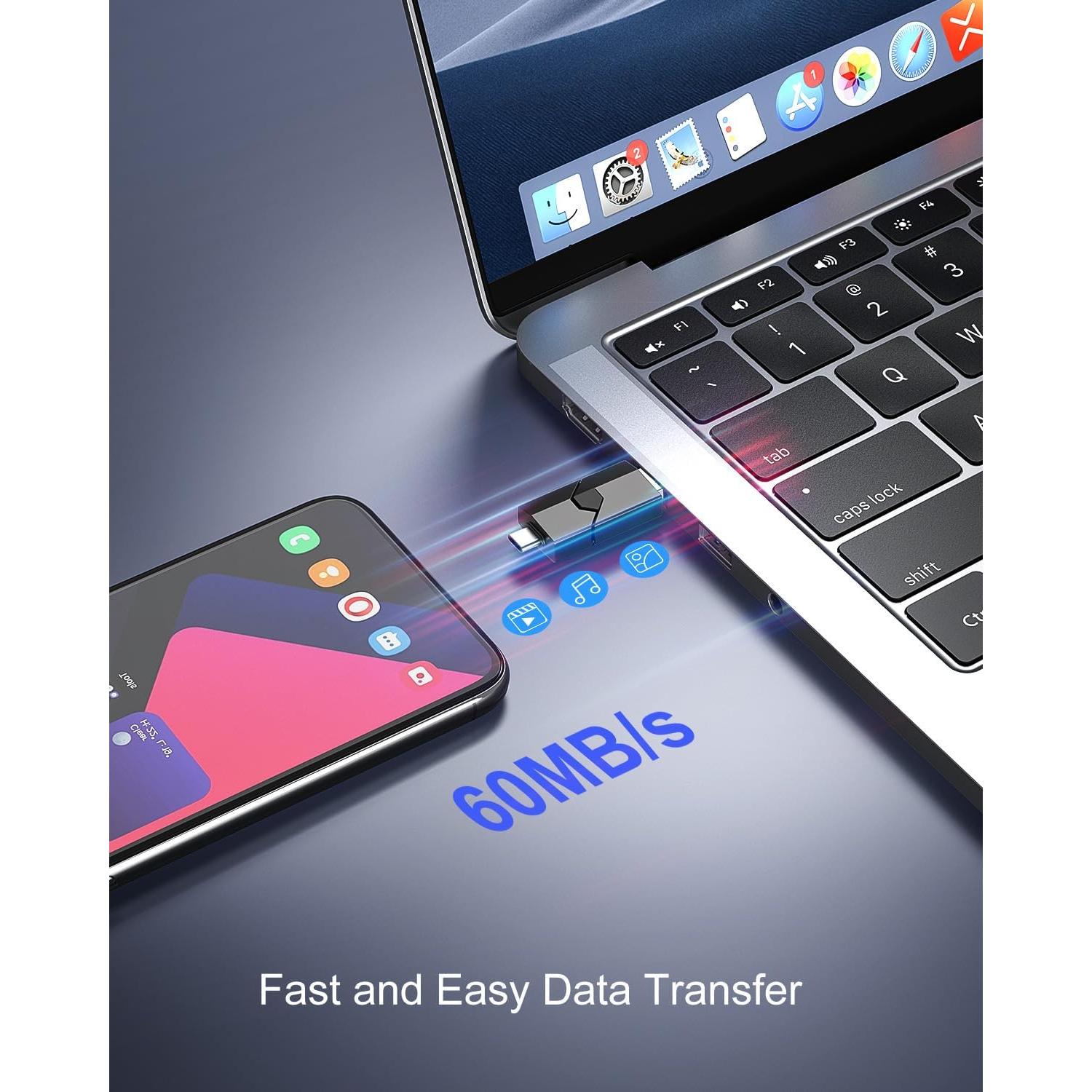 Unidad Flash USB-C 64GB RAOYI Doble OTG Retráctil Negro