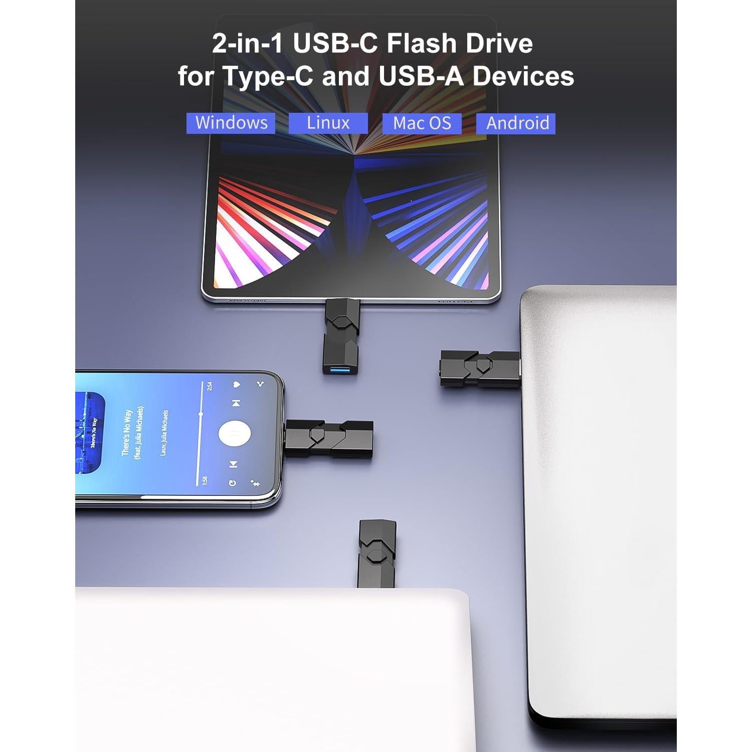 Unidad Flash USB-C 64GB RAOYI Doble OTG Retráctil Negro