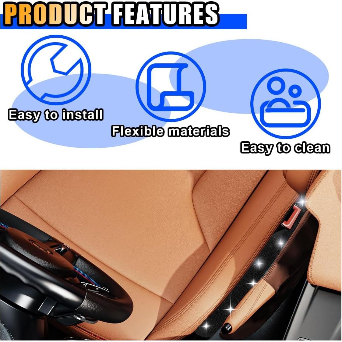 Relleno de Espacio entre Asientos de Coche LAINLOY 42x6cm Negro 2PCS