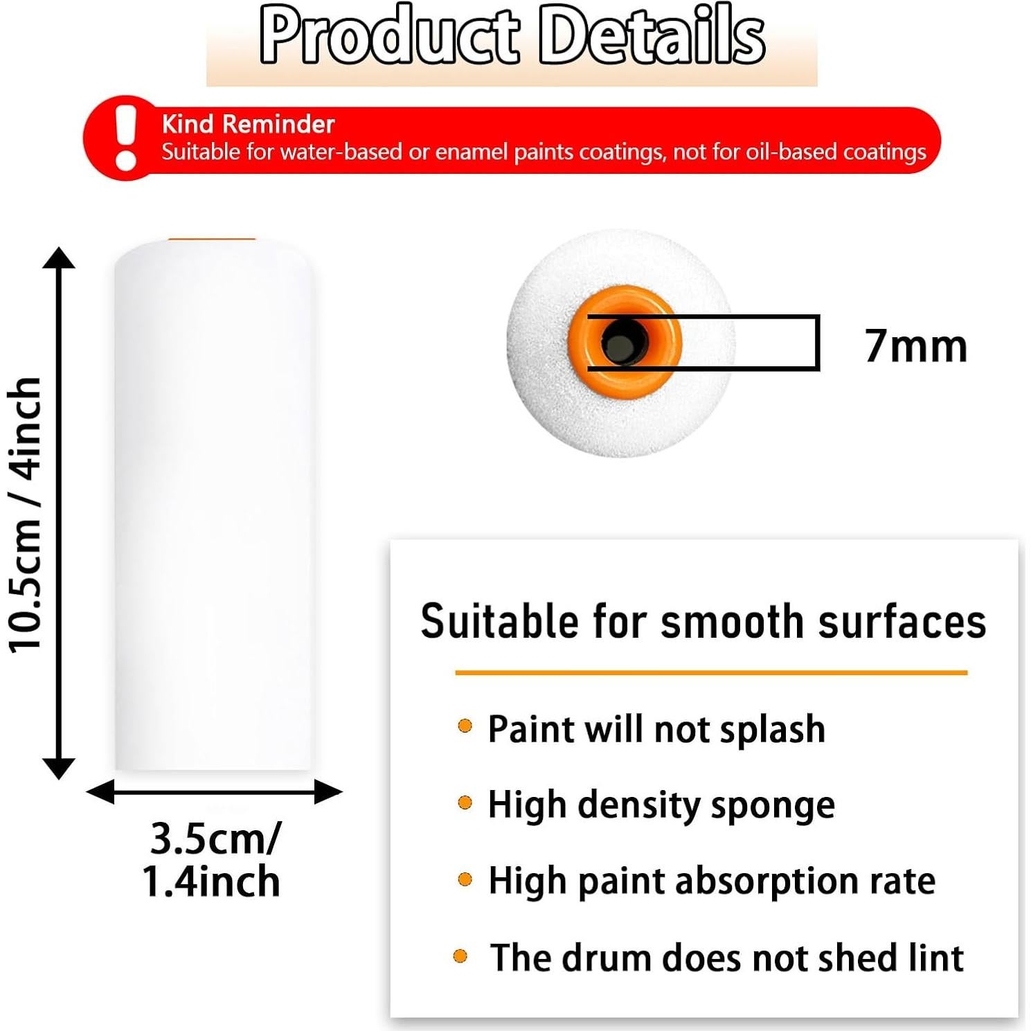Kit de 10 Fundas de Rodillo de Pintura YLTOLOO 10x4" Espuma