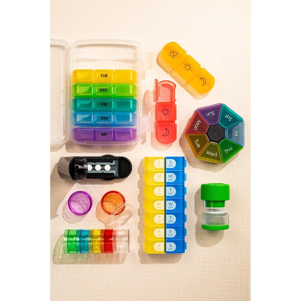 Organizador de Pastillas EZY DOSE Semanal AM/PM 7 Días Azul Amarillo