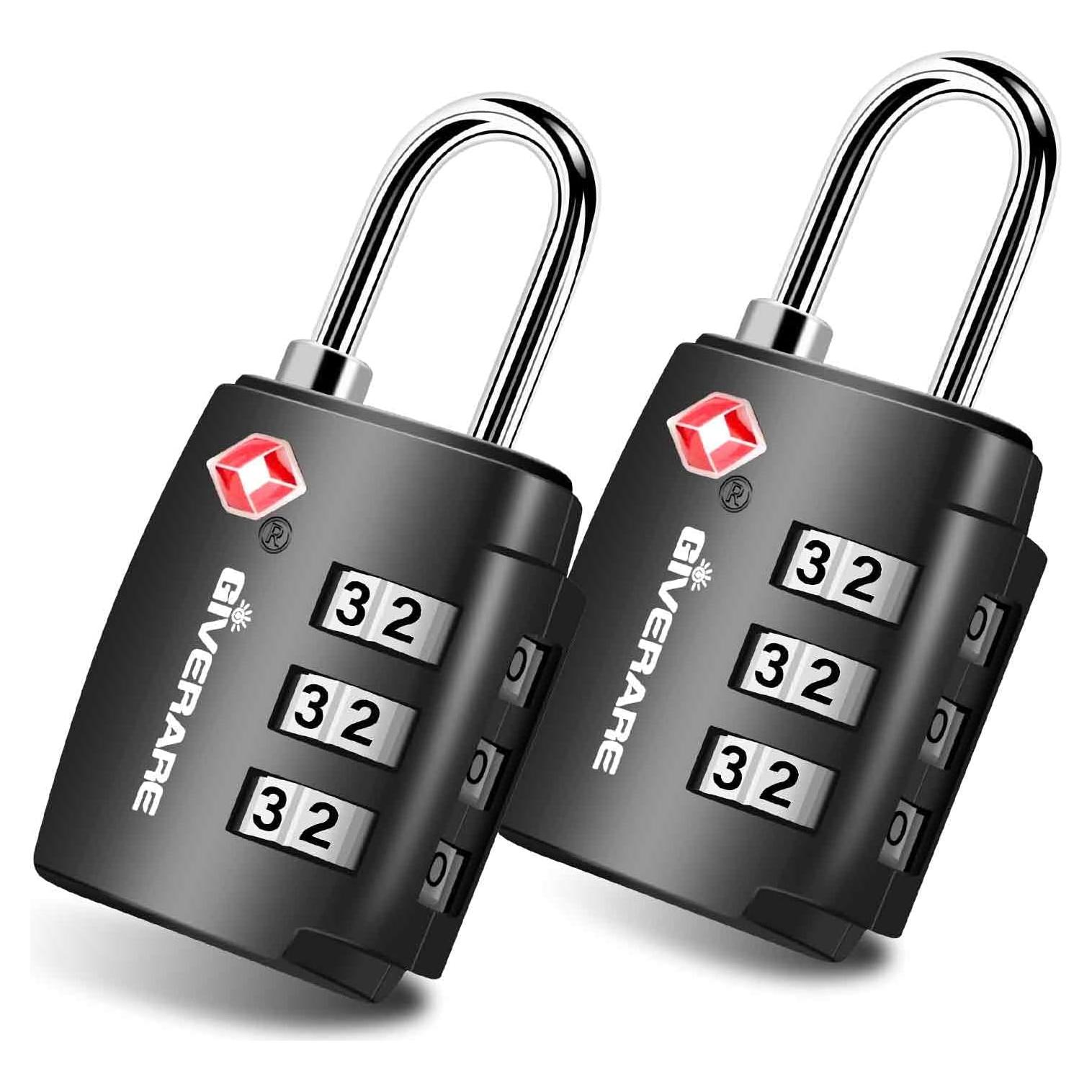2 Candados de Equipaje GIVERARE TSA551 Combinación 3 Dígitos