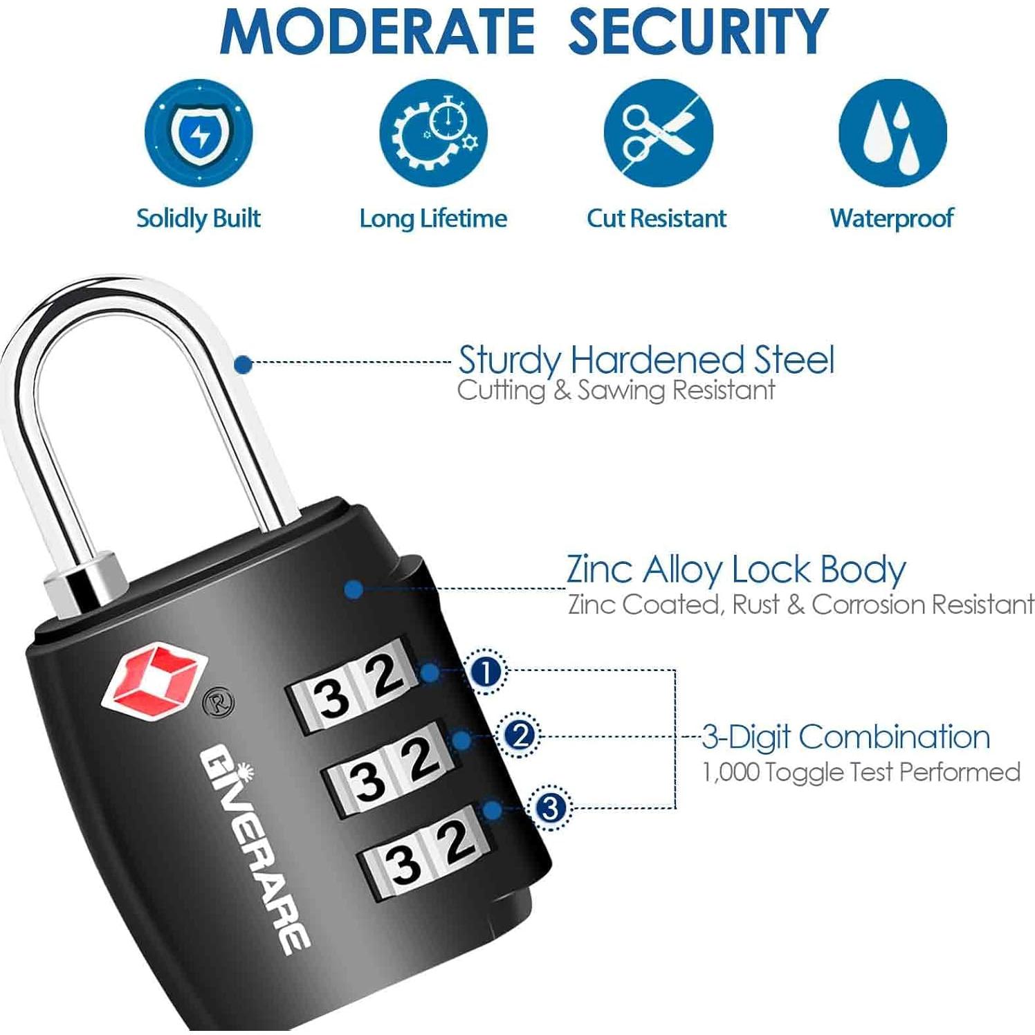 2 Candados de Equipaje GIVERARE TSA551 Combinación 3 Dígitos