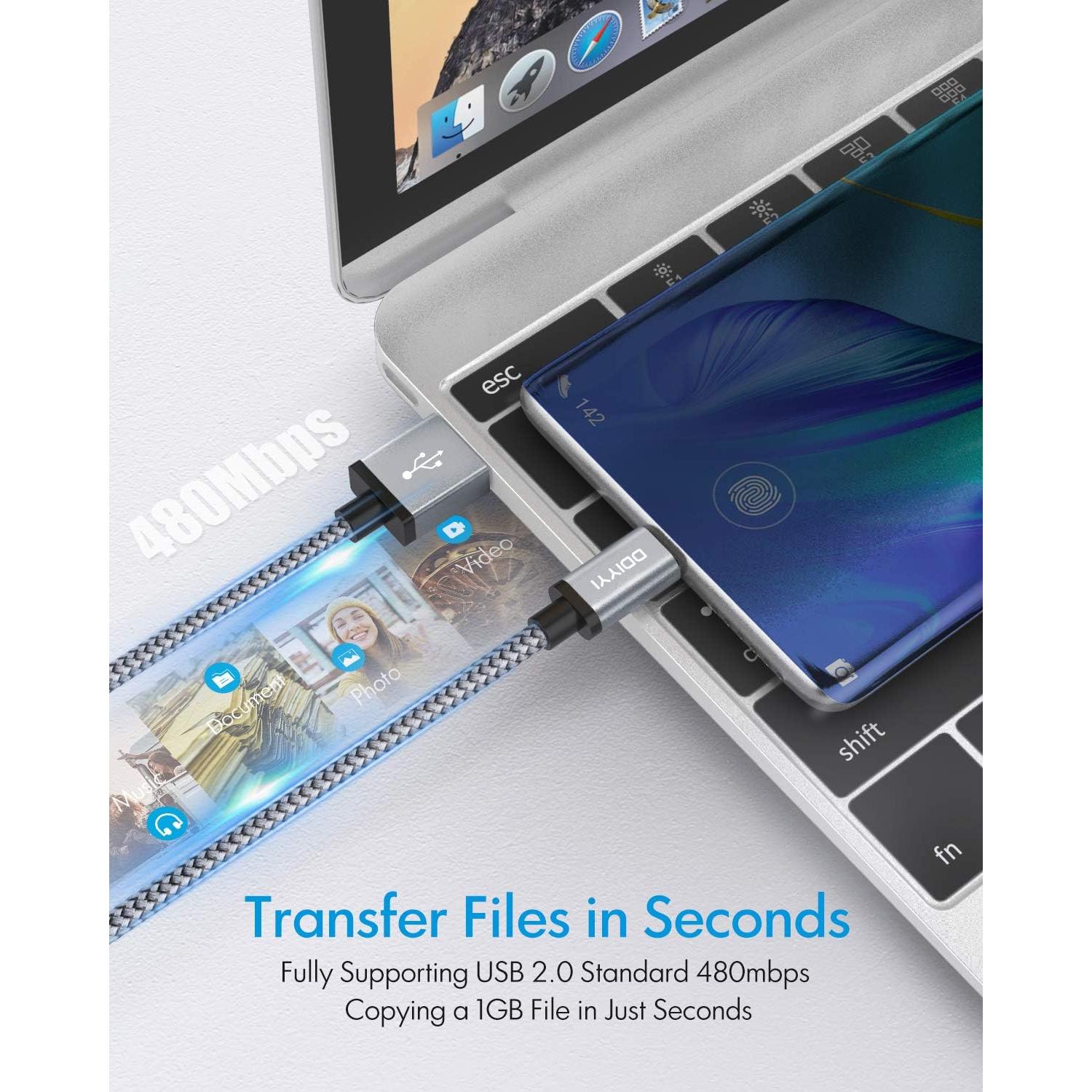 Cable USB C Corto DDIYYI 1 Pie Trenzado Carga Rápida 3 Pack