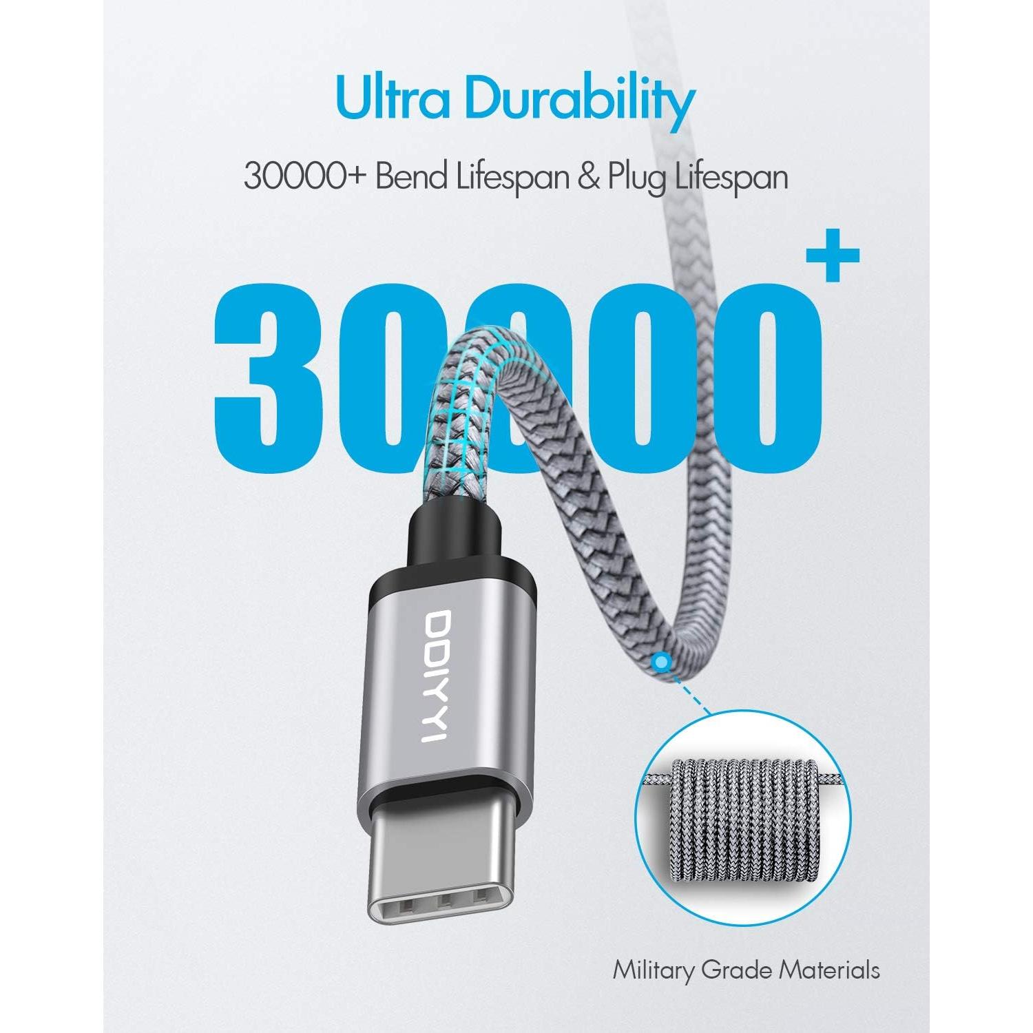 Cable USB C Corto DDIYYI 1 Pie Trenzado Carga Rápida 3 Pack