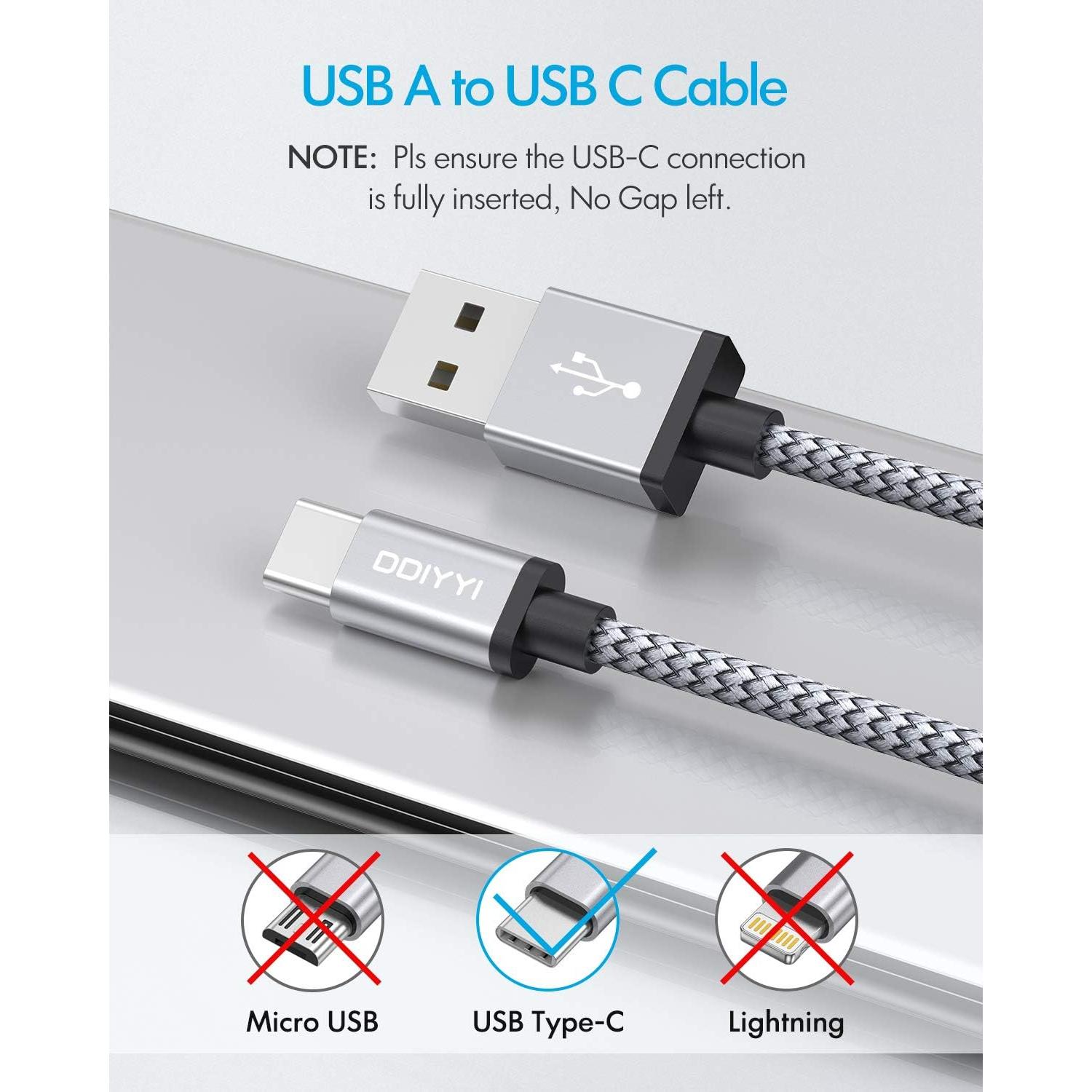 Cable USB C Corto DDIYYI 1 Pie Trenzado Carga Rápida 3 Pack