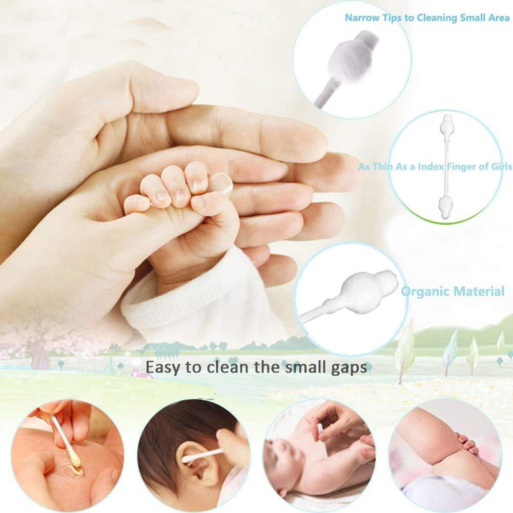 Hisopos de Algodón para Bebés Rayhee, 220 Piezas, Hipoalergénicos