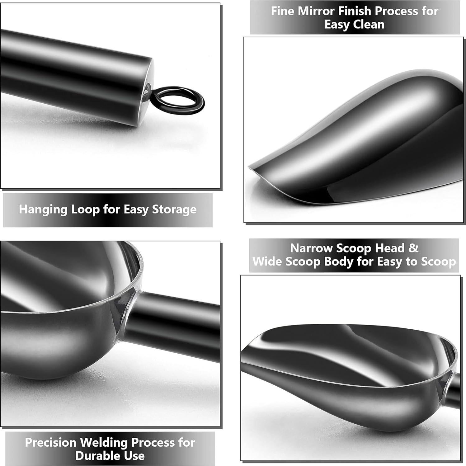 Juego de cucharas pequeñas TeamFar de acero inoxidable negro 3 oz