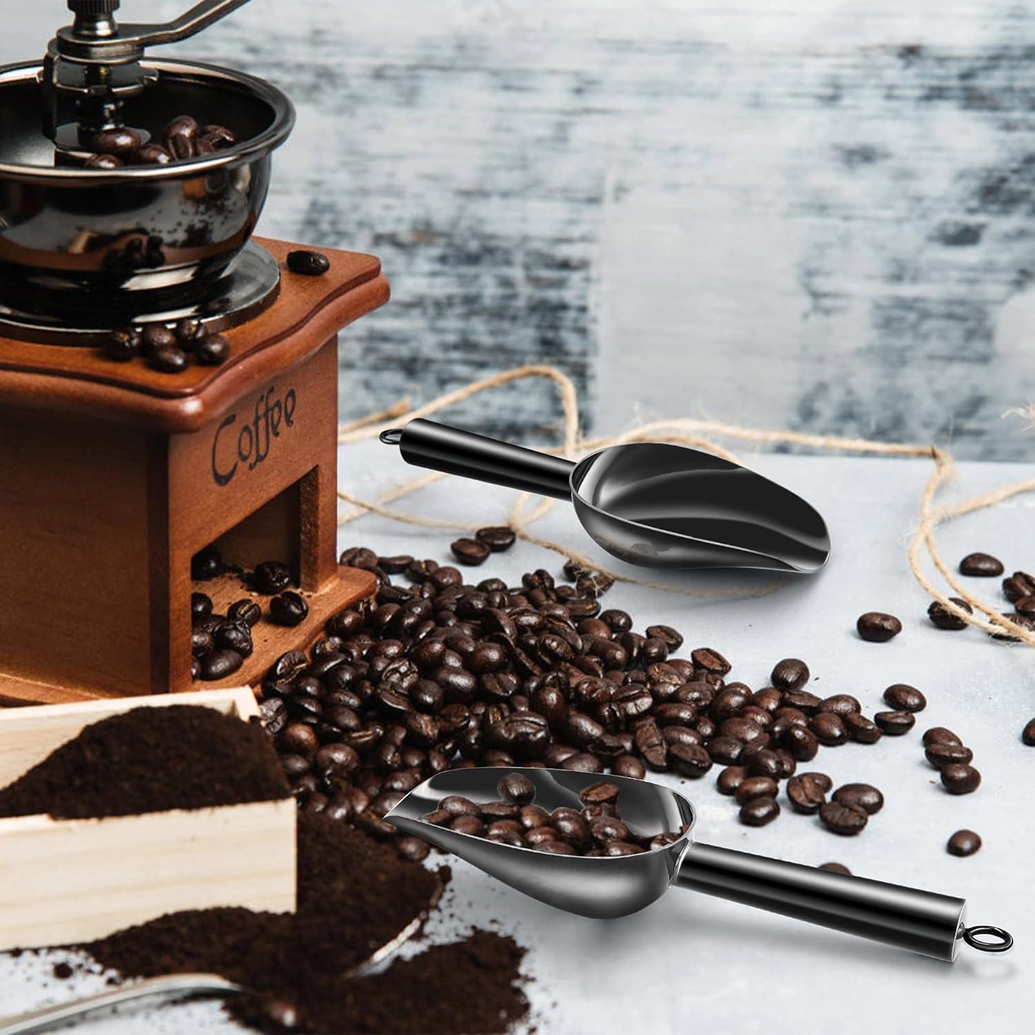 Juego de cucharas pequeñas TeamFar de acero inoxidable negro 3 oz