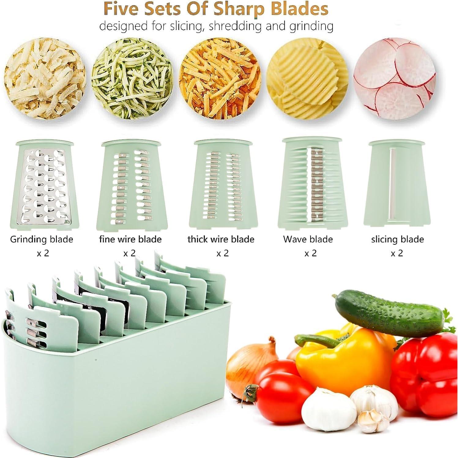 Rallador de Queso Rotatorio DFENGDF con 5 Cuchillas Intercambiables