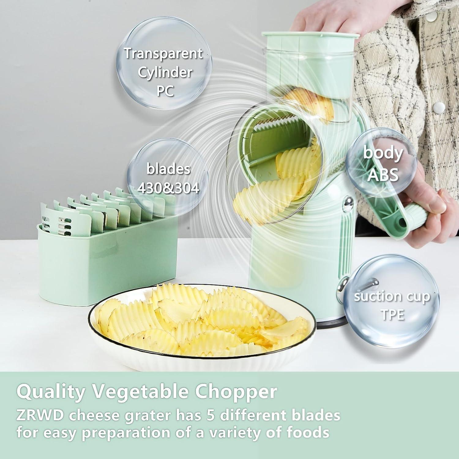 Rallador de Queso Rotatorio DFENGDF con 5 Cuchillas Intercambiables