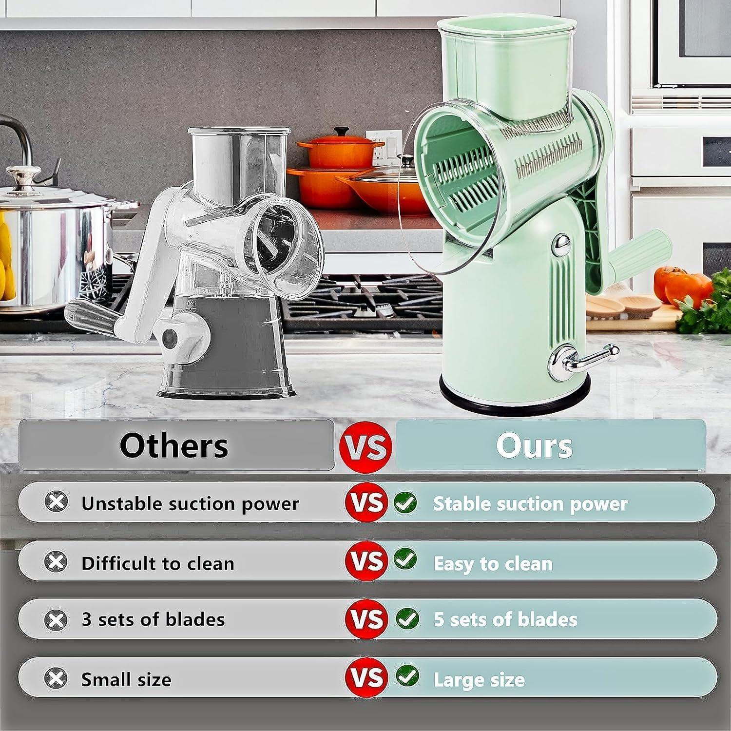 Rallador de Queso Rotatorio DFENGDF con 5 Cuchillas Intercambiables