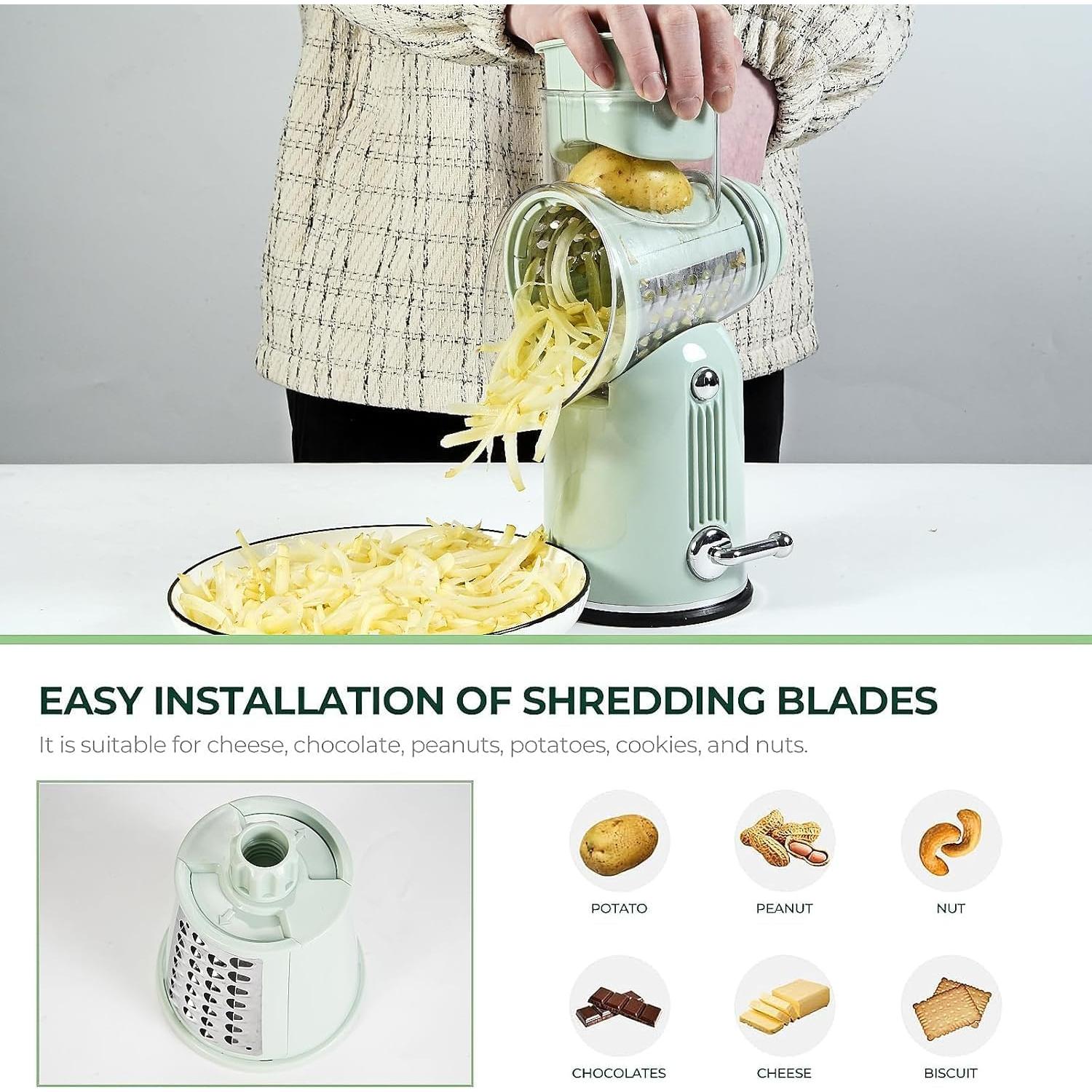 Rallador de Queso Rotatorio DFENGDF con 5 Cuchillas Intercambiables