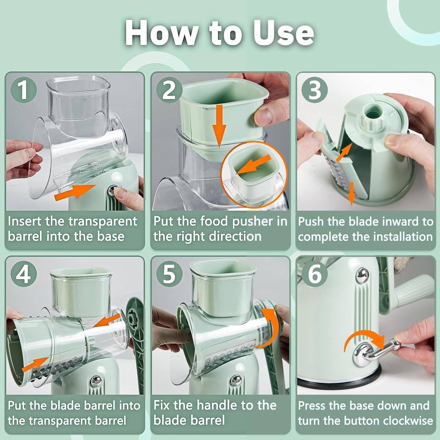 Rallador de Queso Rotatorio DFENGDF con 5 Cuchillas Intercambiables