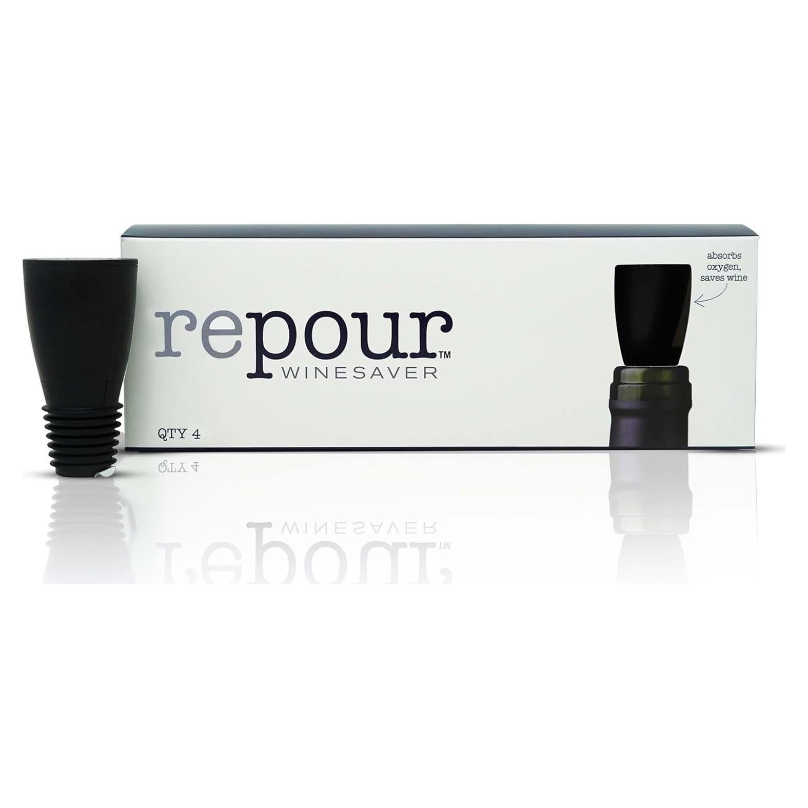 Conservador de Vino Repour - Paquete de 4 - Negro
