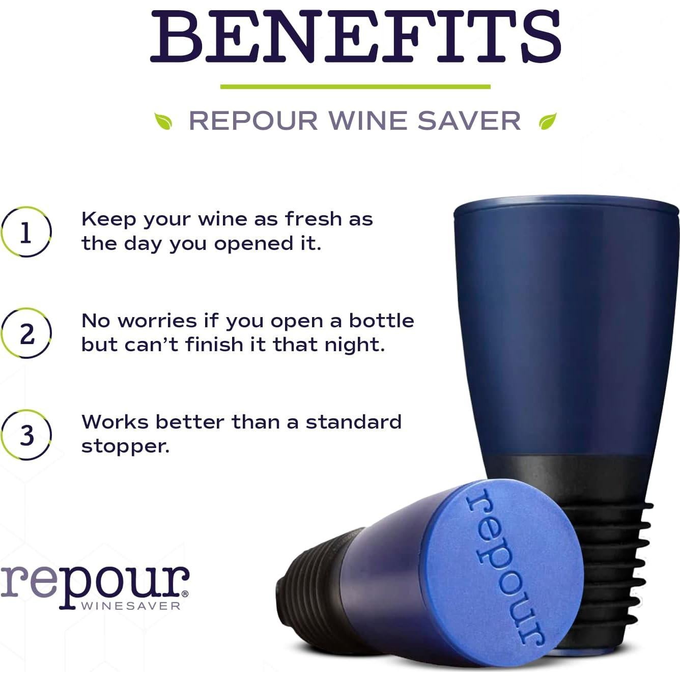 Conservador de Vino Repour - Paquete de 4 - Negro