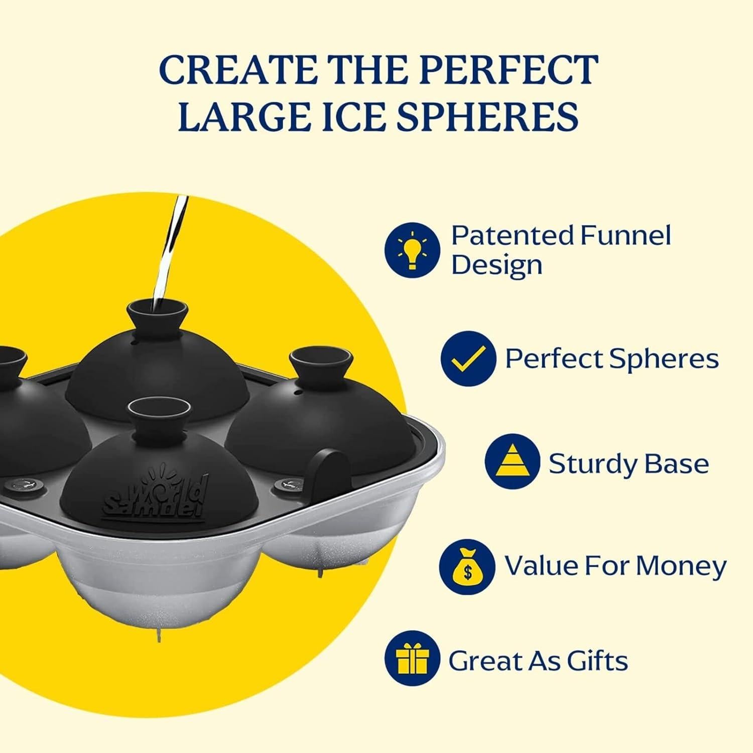 Bandejas de Hielo de Silicona Samuelworld - Combo 4 Esferas y 6 Cubos