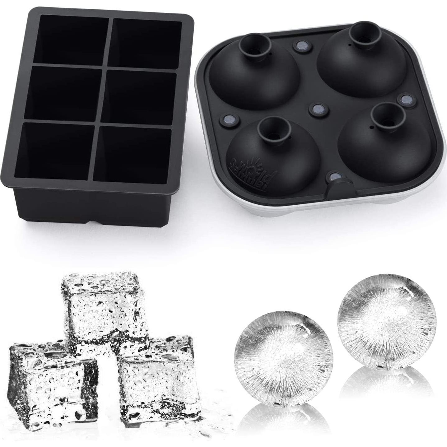 Bandejas de Hielo de Silicona Samuelworld - Combo 4 Esferas y 6 Cubos