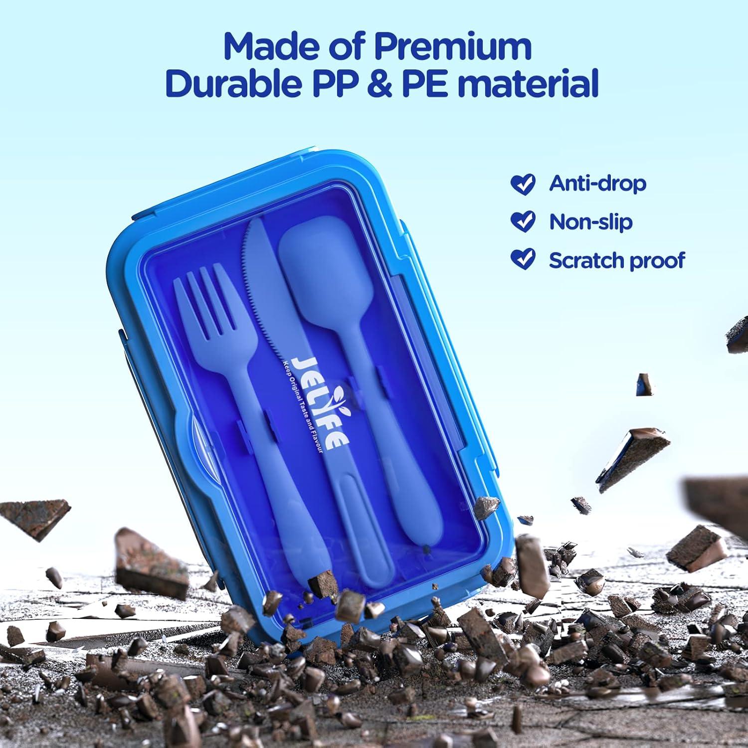 Caja Bento Jelife para Niños 1100ml Azul - A Prueba de Fugas