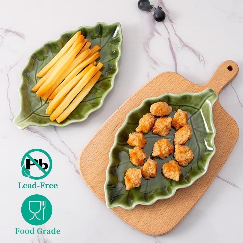 Soporte para cuchara de cerámica verde YumiPLUS - Diseño hoja