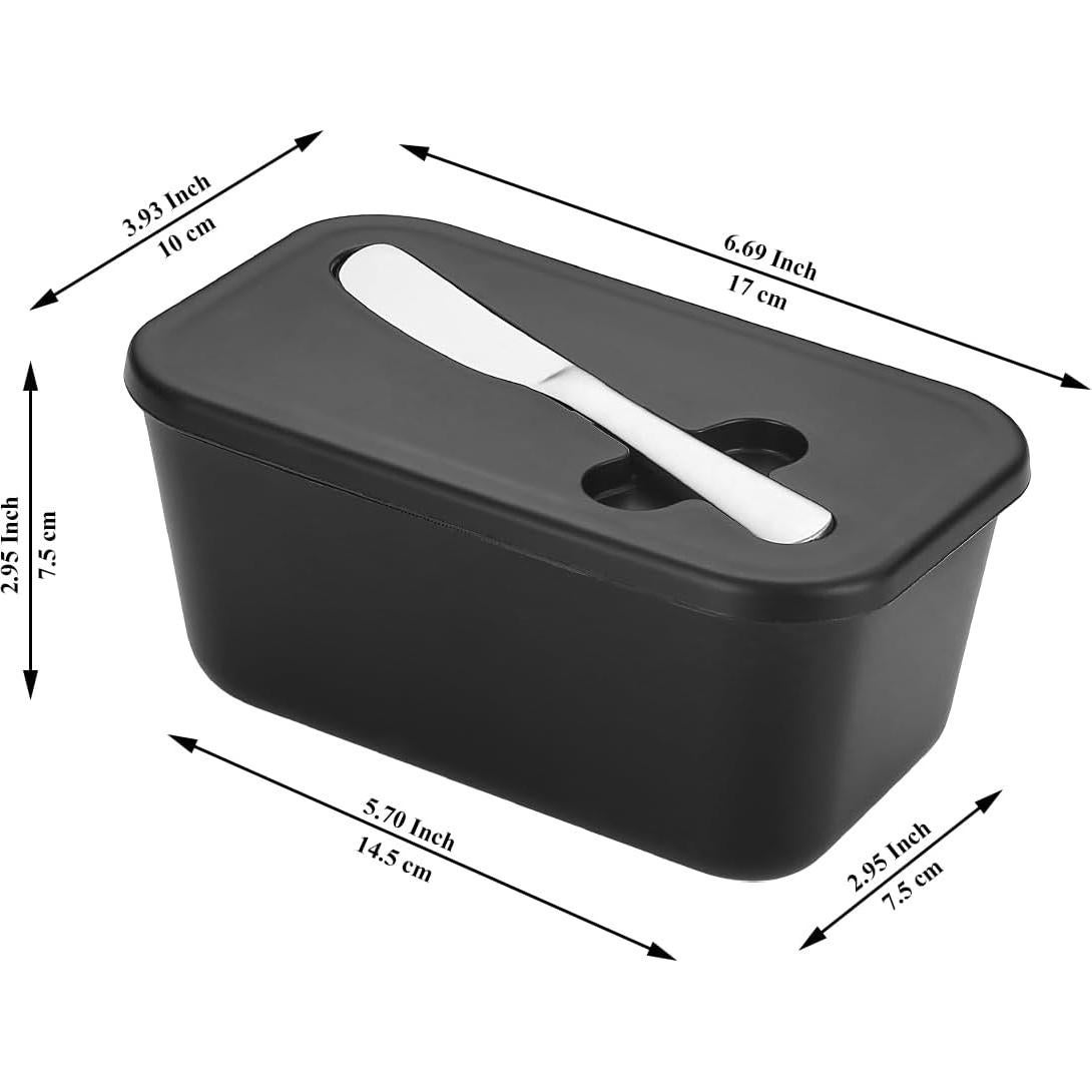 Plato de Mantequilla con Tapa ReaNea Negro y Cuchillo