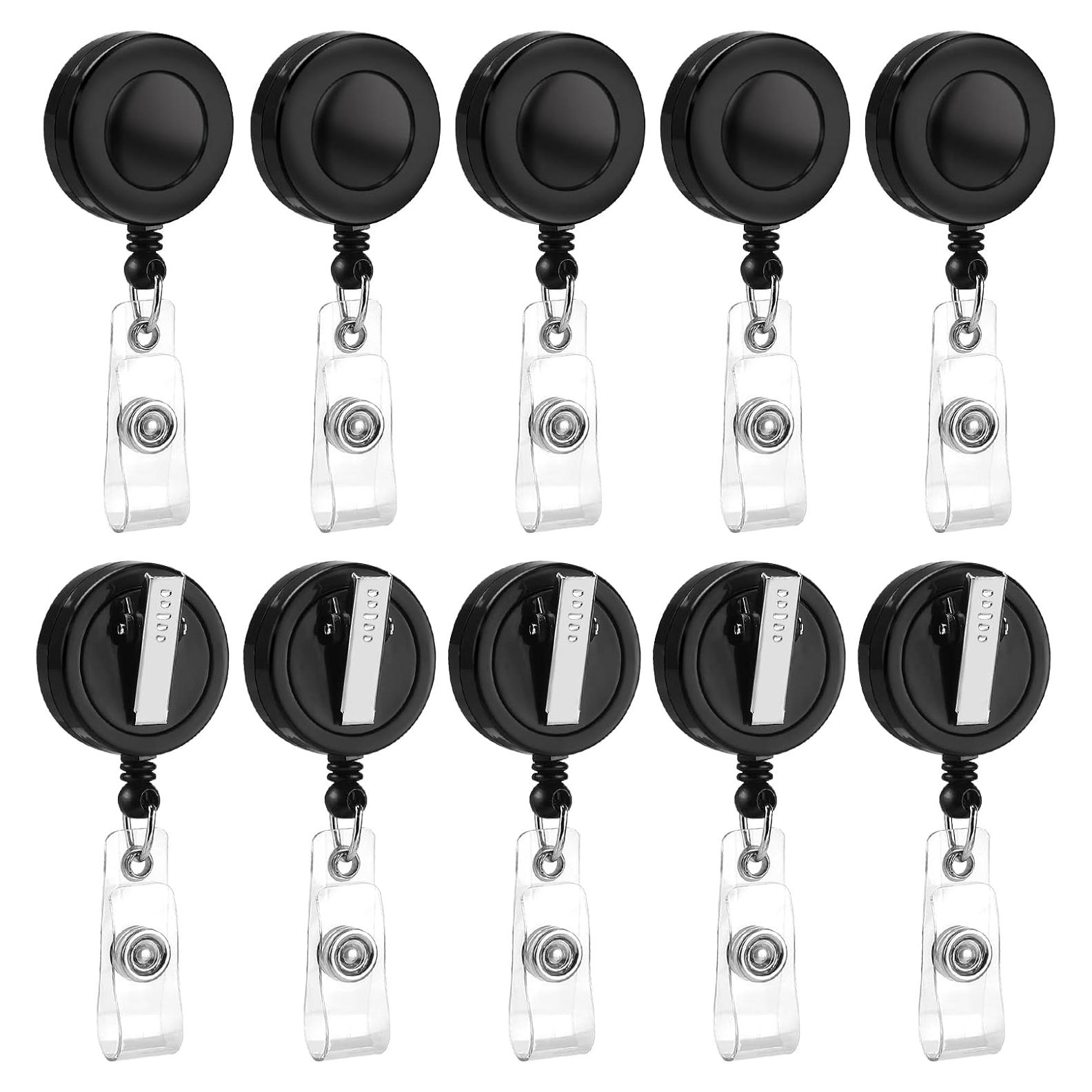 Paquete de 25 Carretes Retráctiles Maileto con Clip Negro