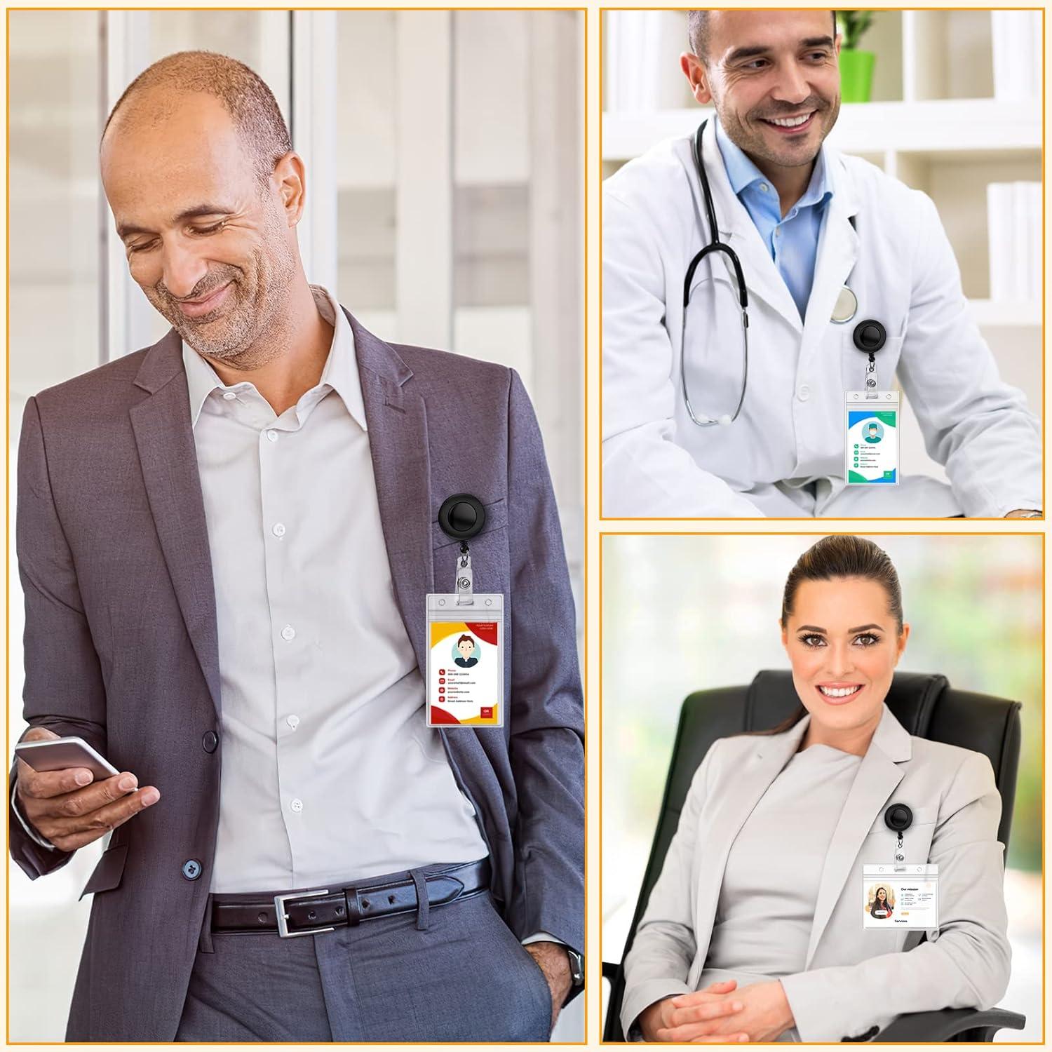 Paquete de 25 Carretes Retráctiles Maileto con Clip Negro