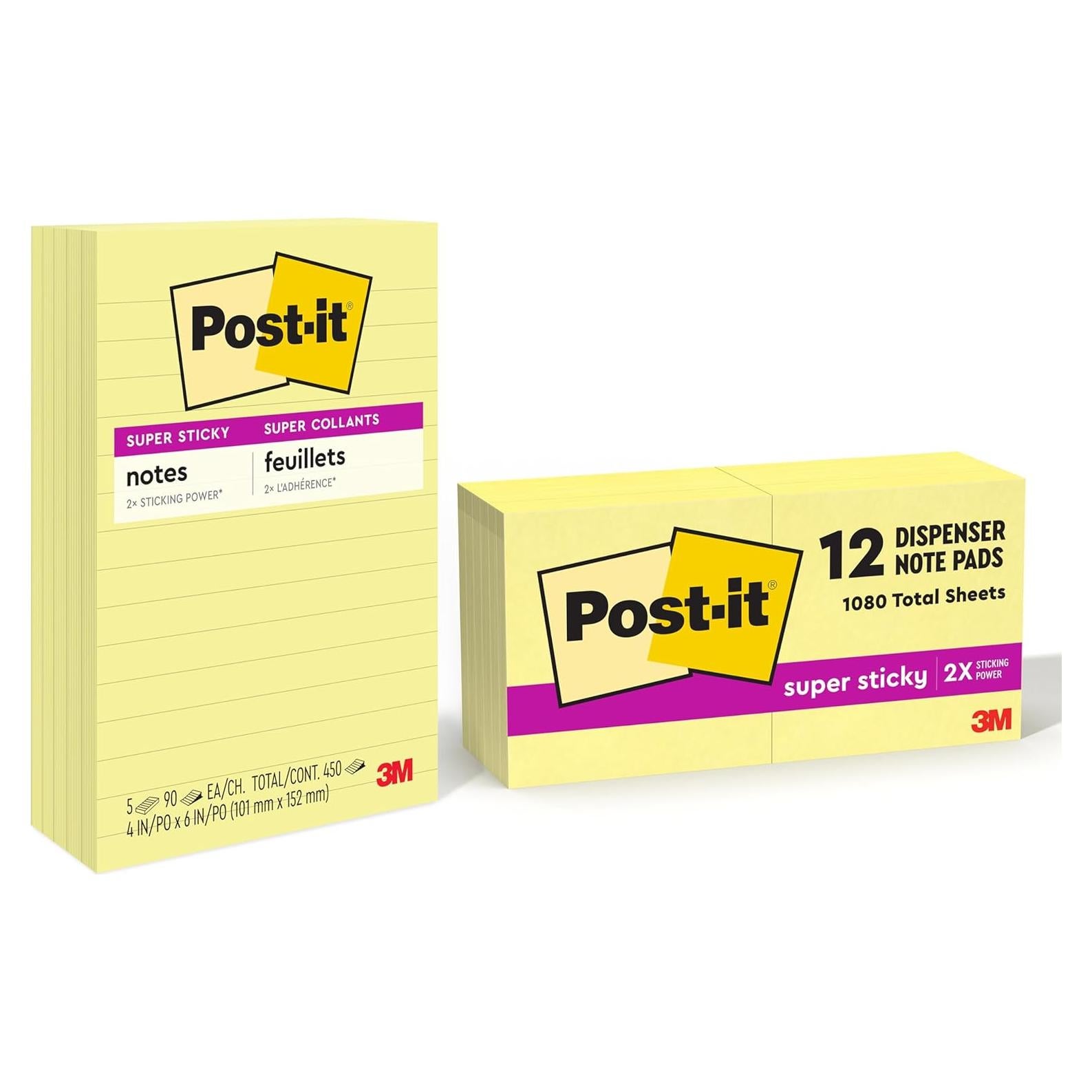 Notas adhesivas Post-it Super Sticky 12 blocs 7.6 cm amarillo