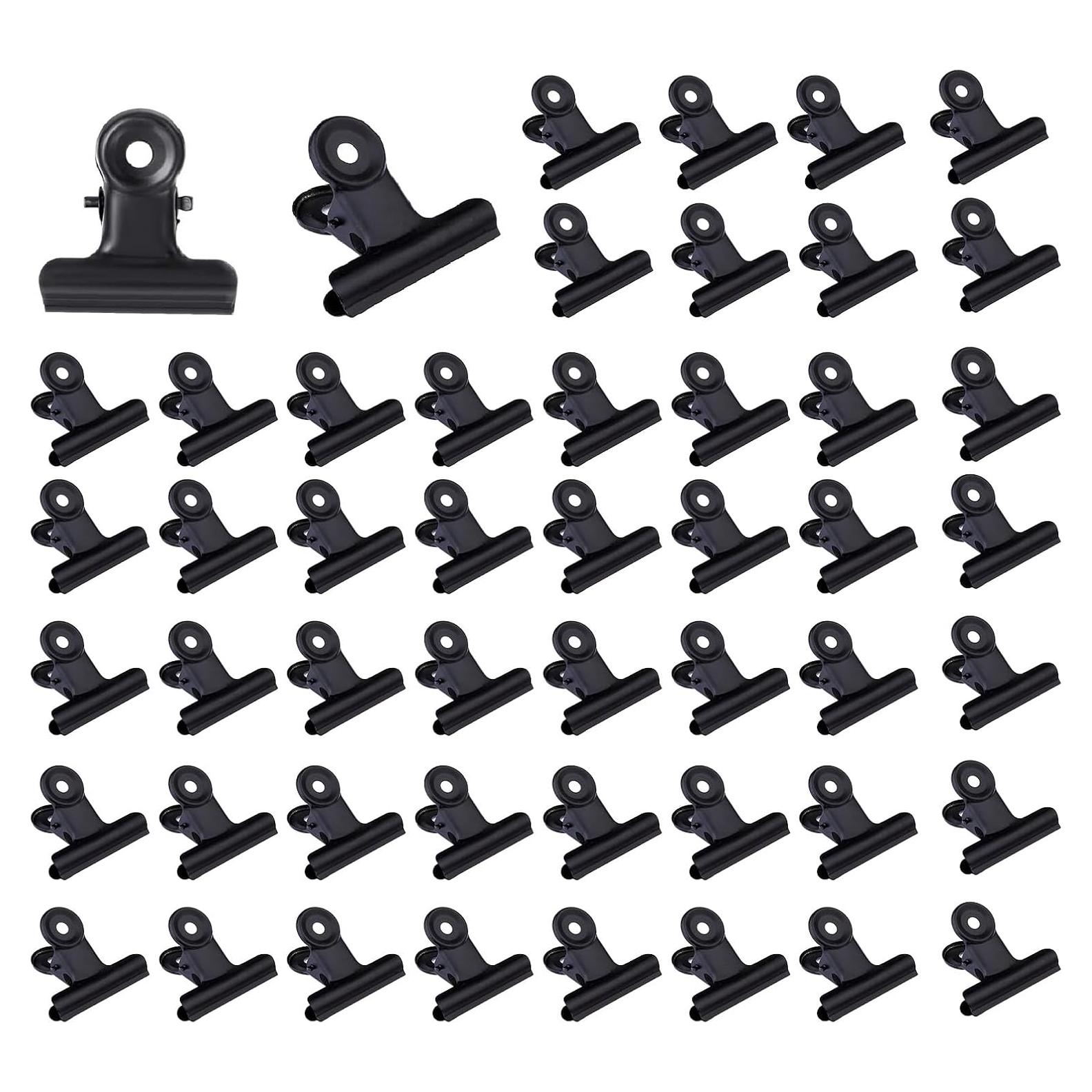 50 Clips de Bulldog de Metal DXMWWTP 22 mm Negros para Oficina