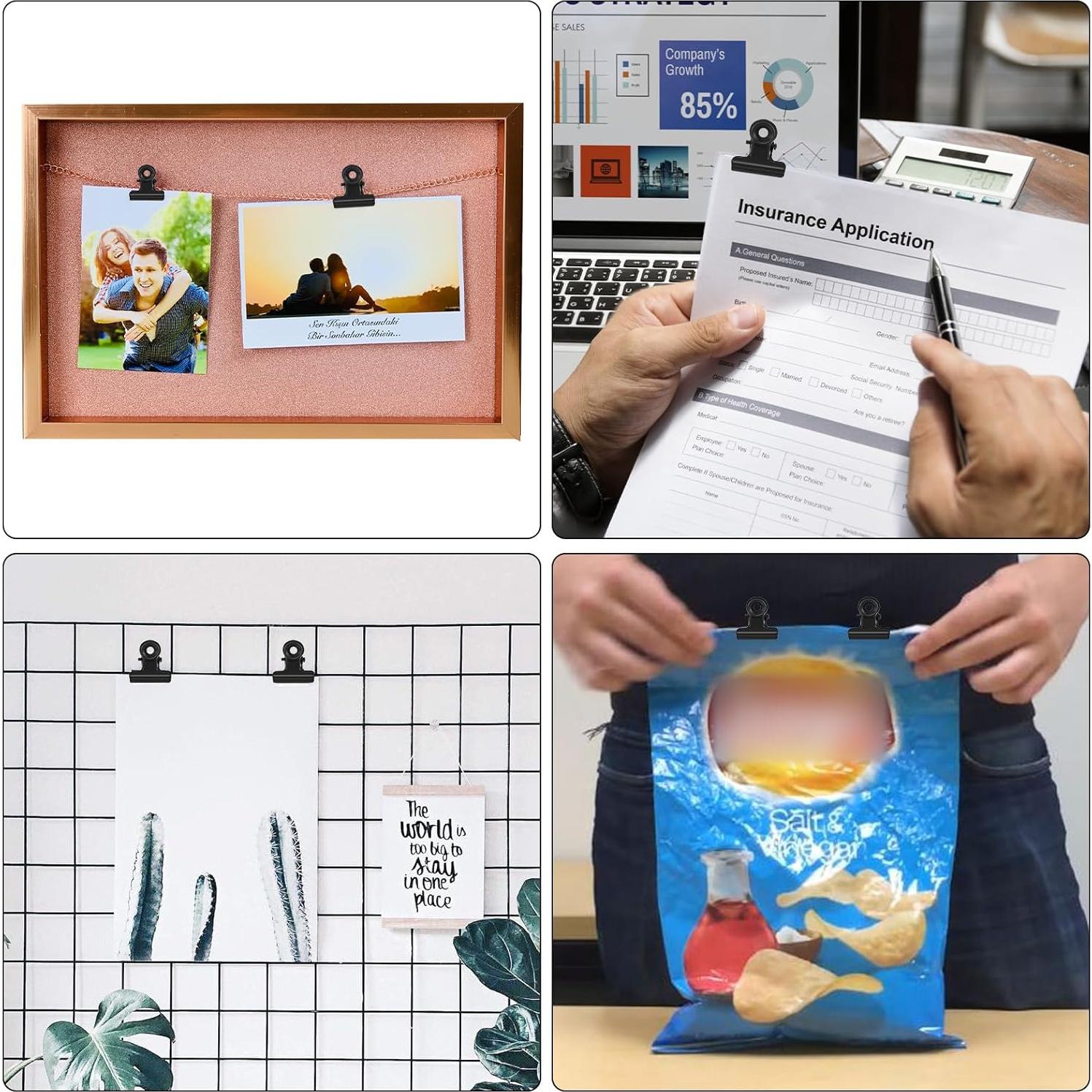 50 Clips de Bulldog de Metal DXMWWTP 22 mm Negros para Oficina