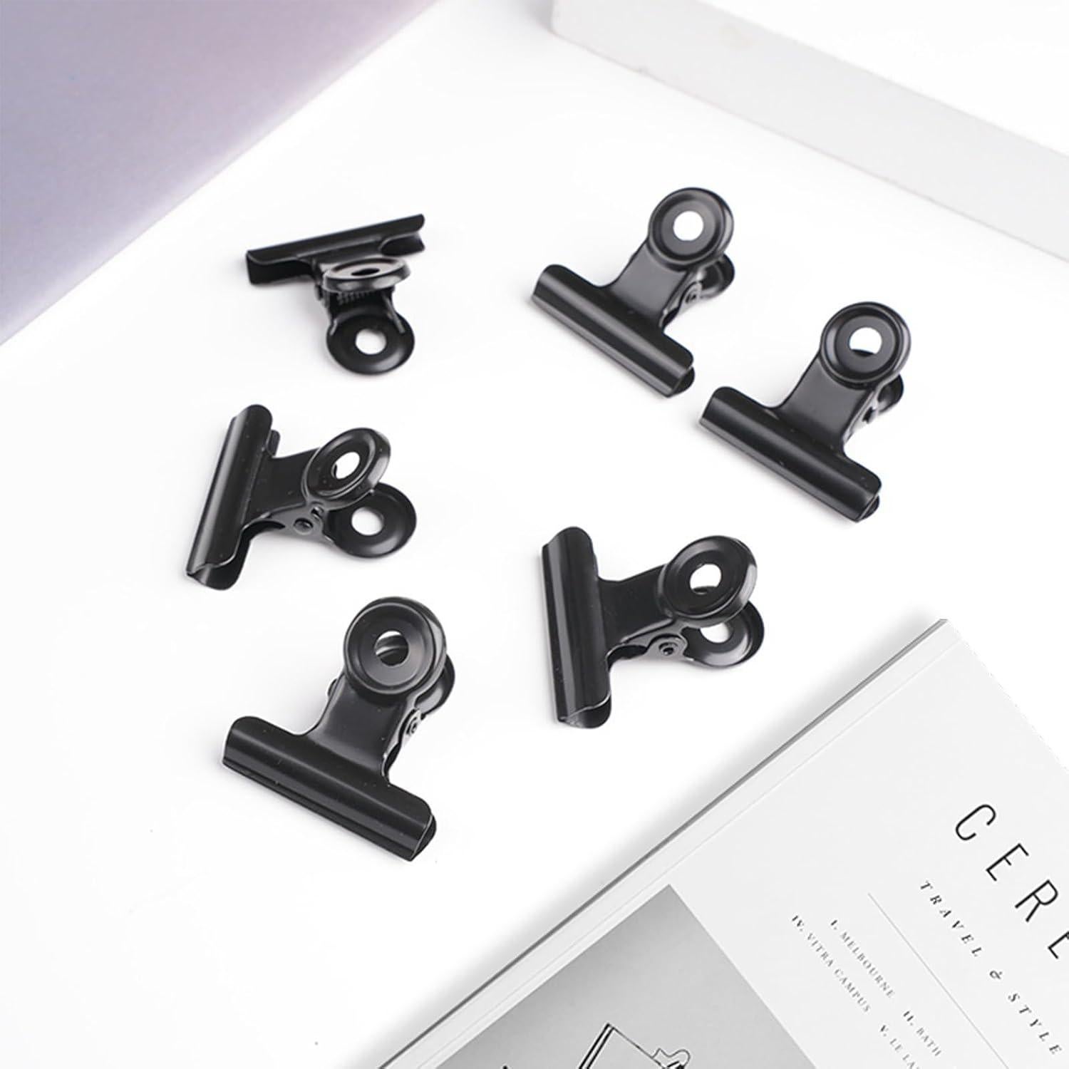 50 Clips de Bulldog de Metal DXMWWTP 22 mm Negros para Oficina