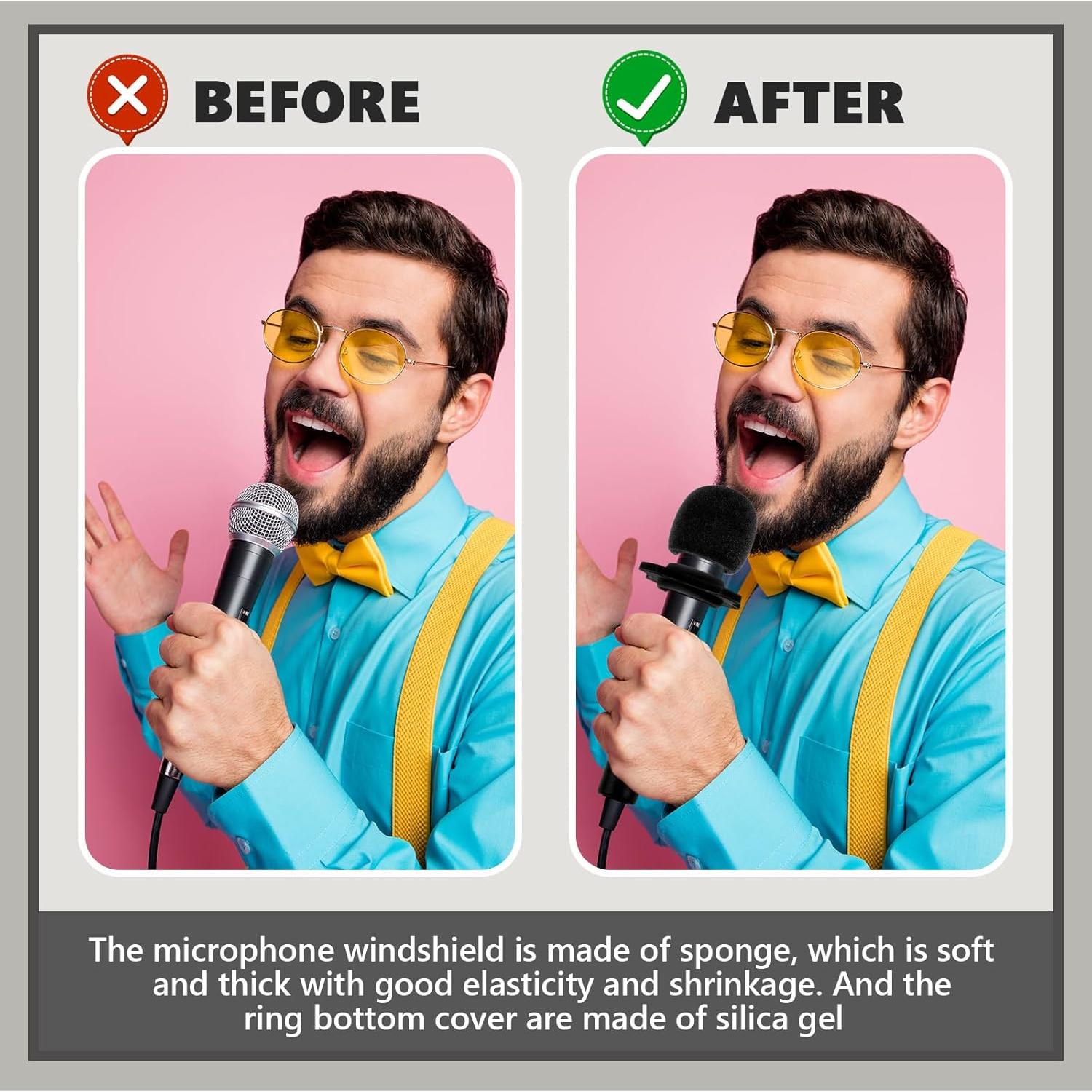 Flutesan 8 Set Fundas de Micrófono Espuma Antivibración Negro