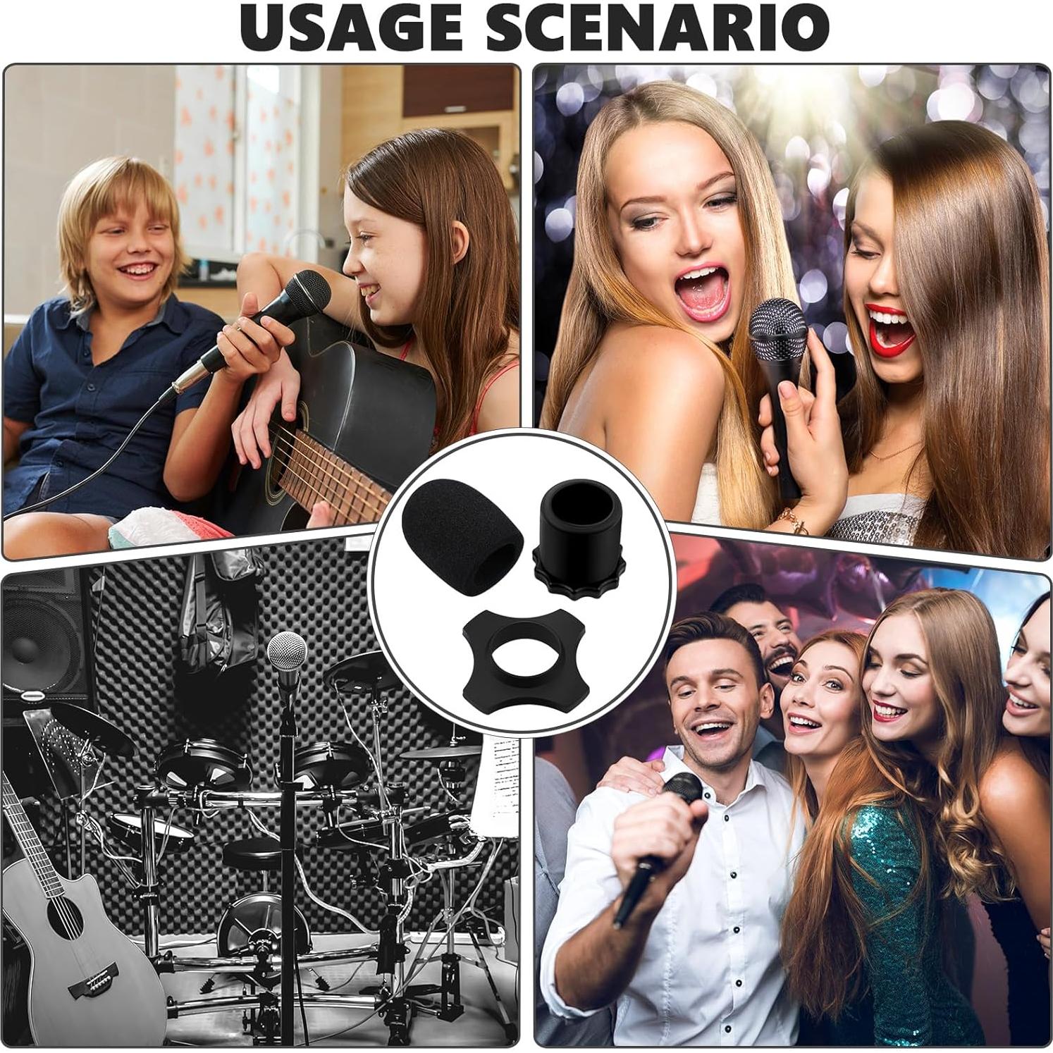 Flutesan 8 Set Fundas de Micrófono Espuma Antivibración Negro