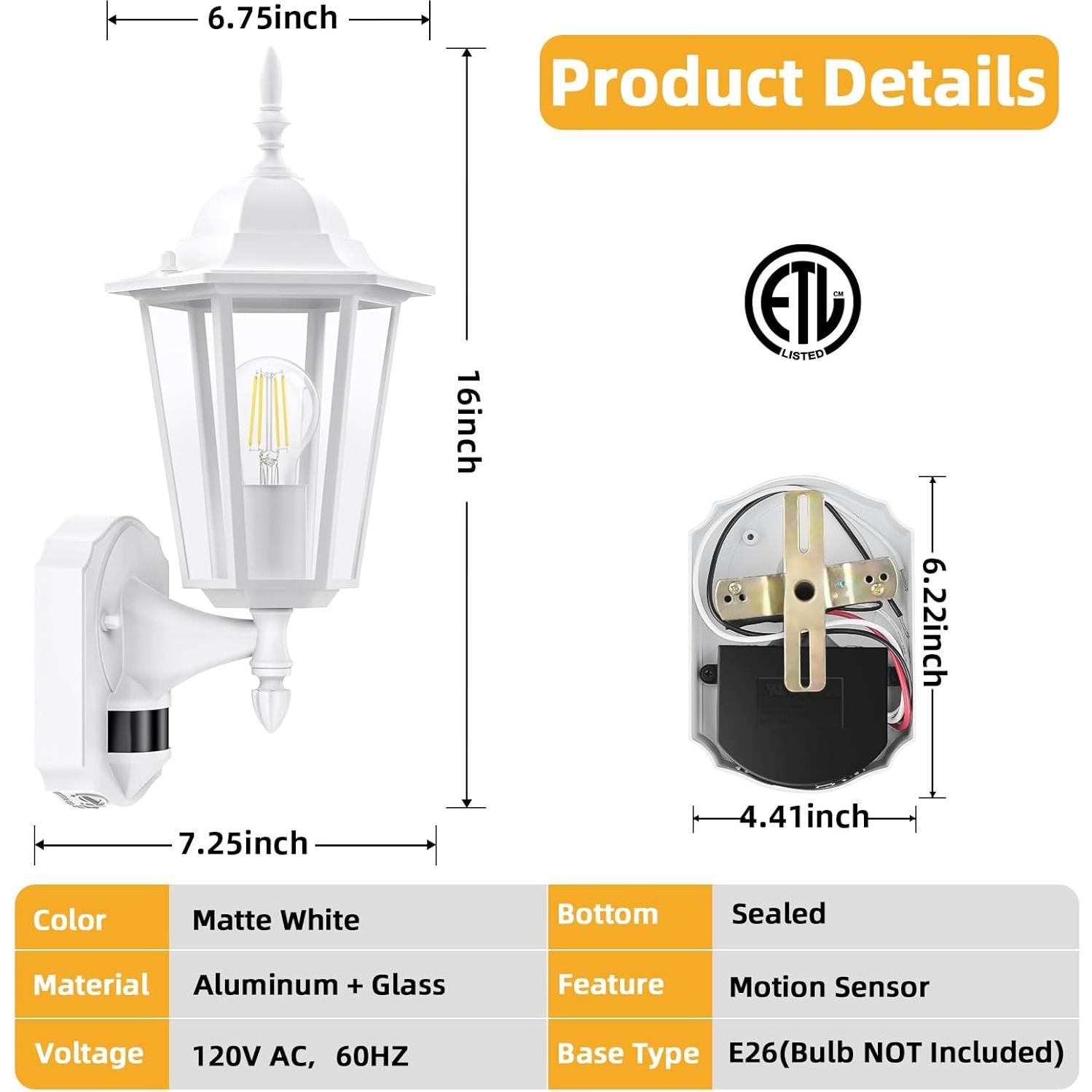 Lamomo Luz de Sensor de Movimiento Exterior 12.7x10.16cm Blanca