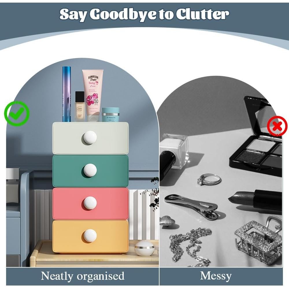 Organizador de Escritorio DIBALIYI 2 Cajones Plástico Verde