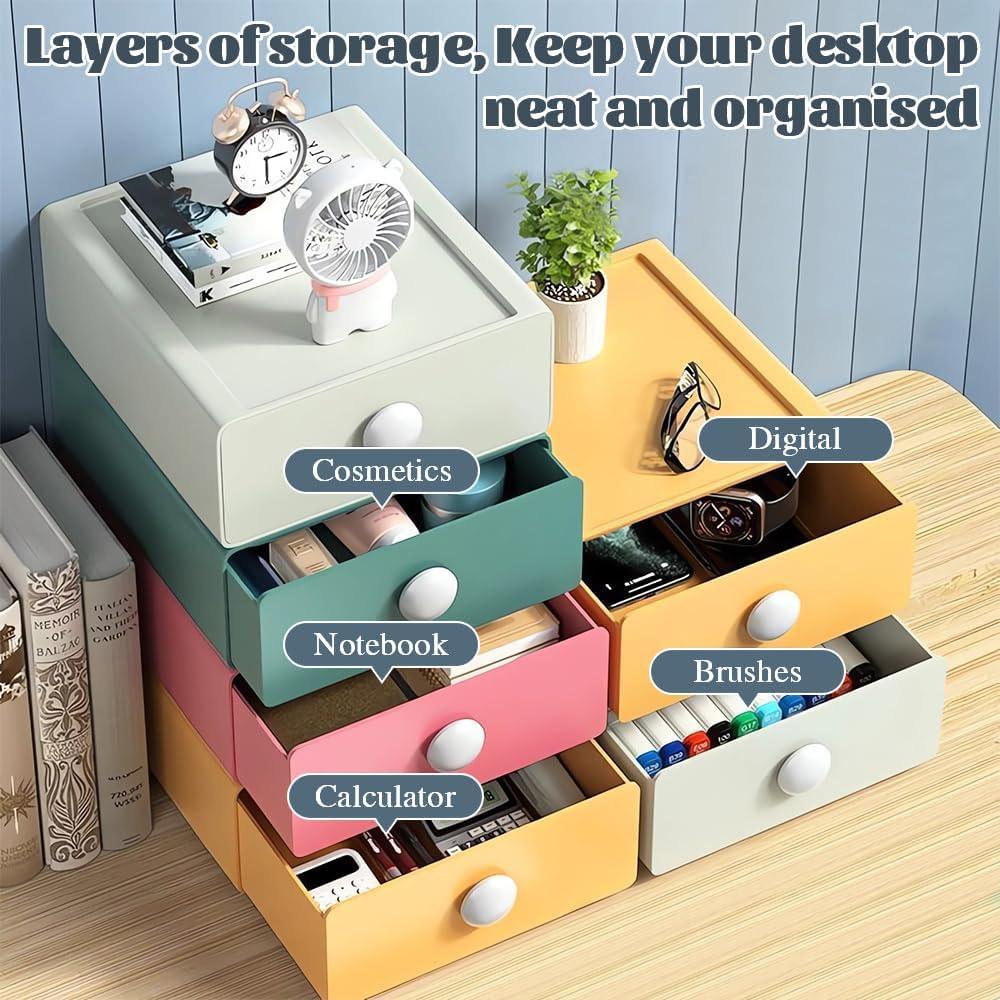 Organizador de Escritorio DIBALIYI 2 Cajones Plástico Verde