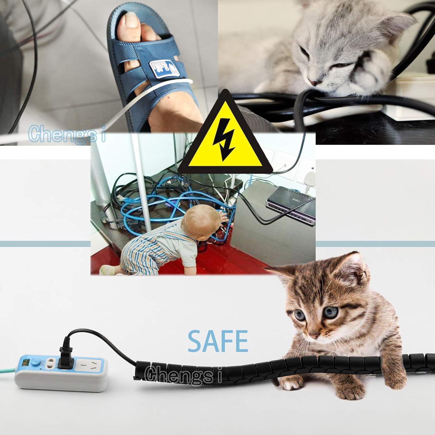 Manga Organizadora de Cables Chengsi 1.5m x 28mm Negra