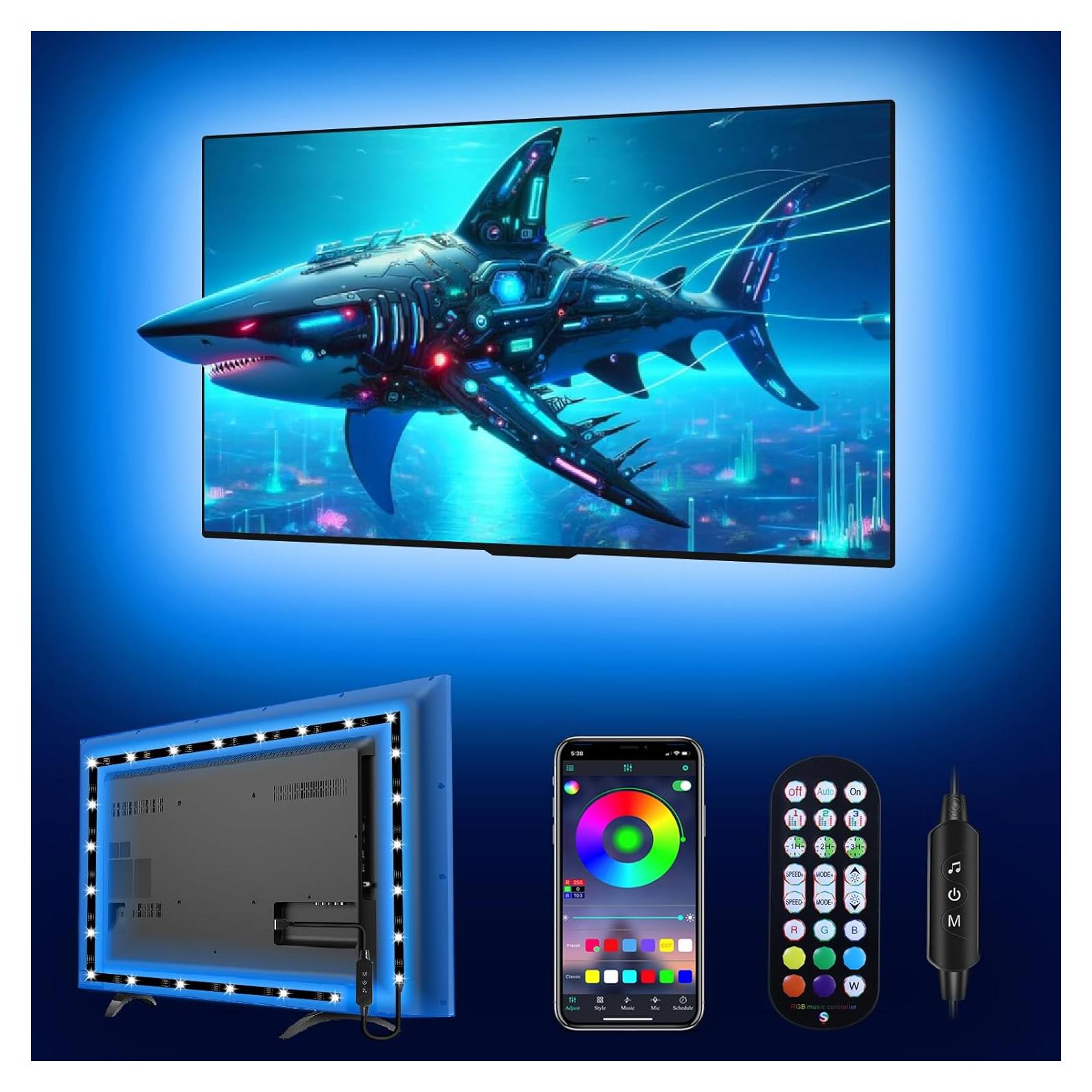 Cinta LED RGB Daymeet 9.8ft para TV 32-60" con Control Remoto