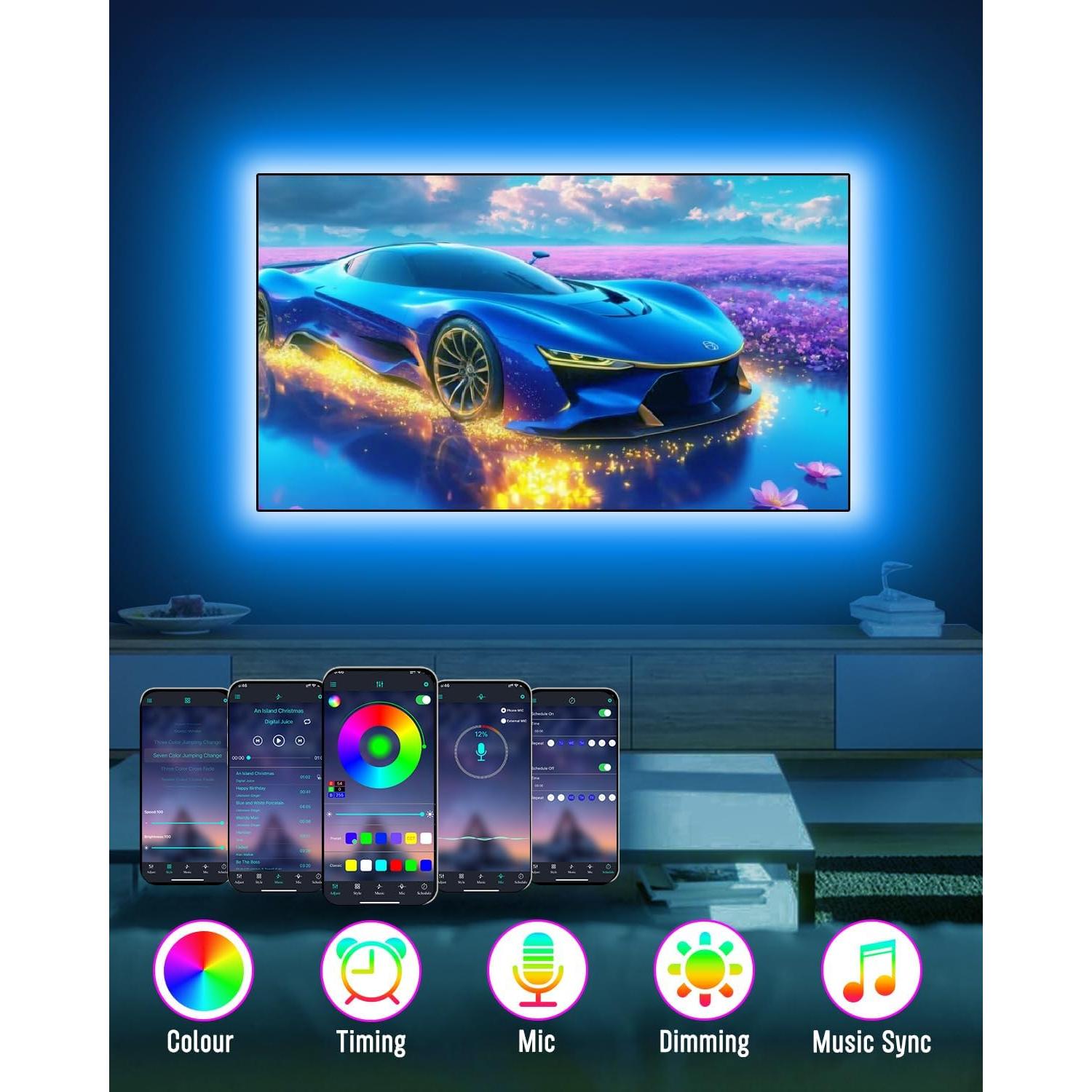 Cinta LED RGB Daymeet 9.8ft para TV 32-60" con Control Remoto