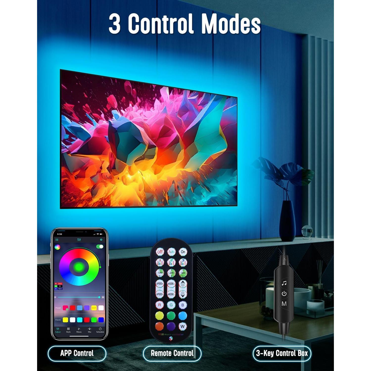 Cinta LED RGB Daymeet 9.8ft para TV 32-60" con Control Remoto